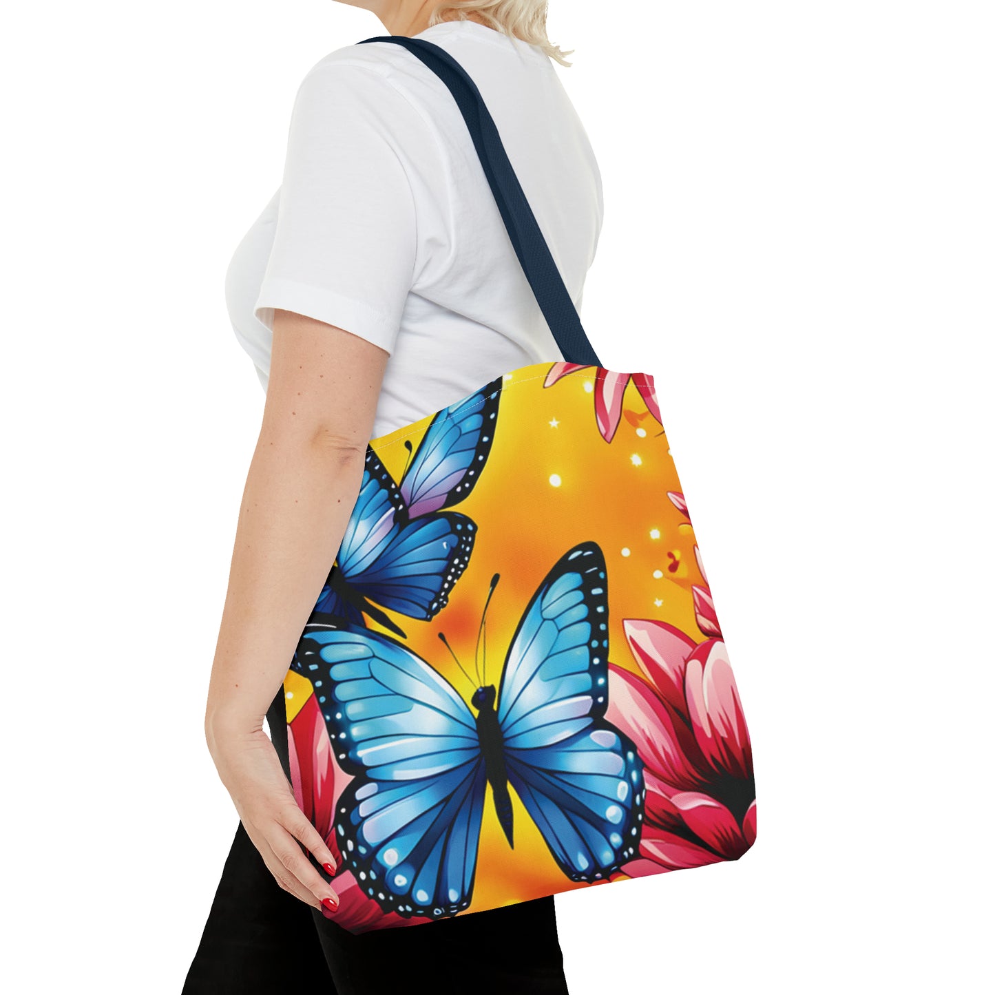 Bolsa de lona con estampado de mariposas 