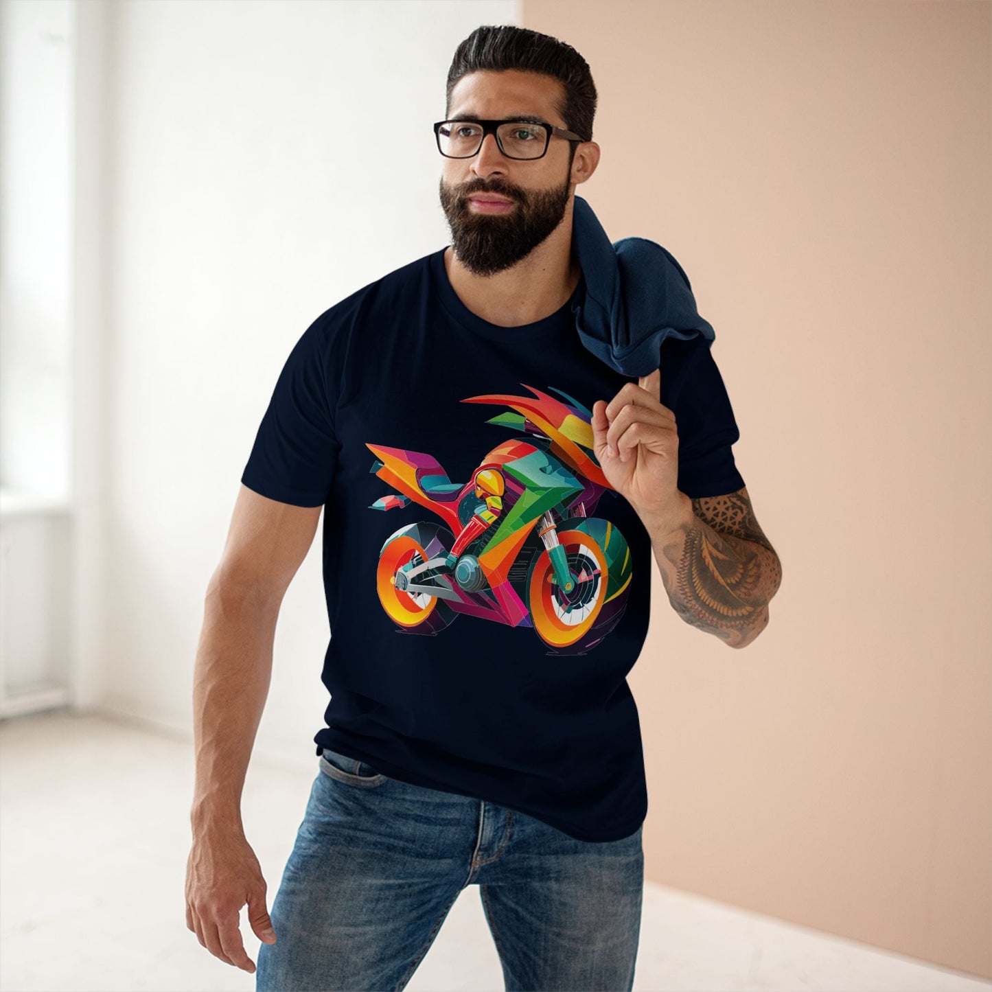 Moto Bike Graphic Unisex 100 Cotton Staple Tee 9