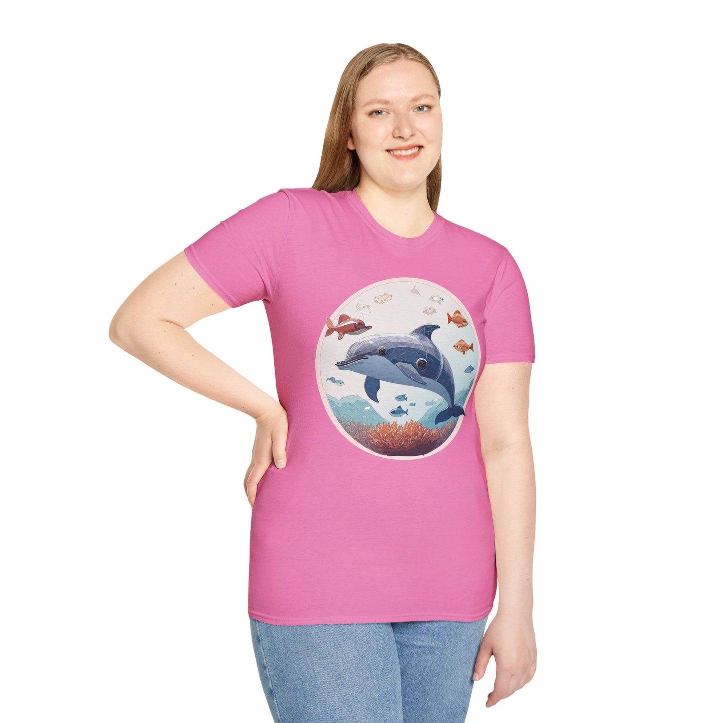 Dolphin Shirt Unisex Softstyle Tee One Hundred Percent Ring Spun Cotton Lightweight Comfort