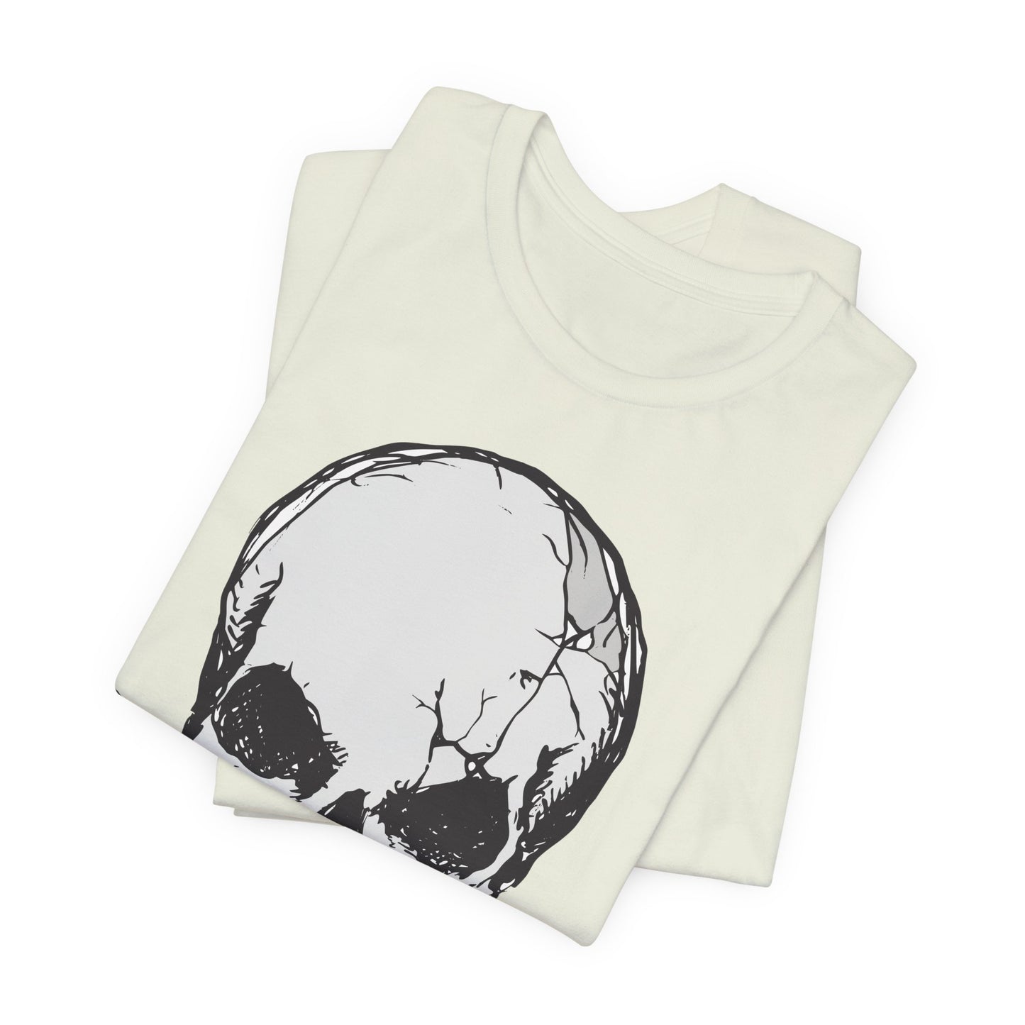 Grey Skull Graphic Design Tee, Skull Shirt, Vintage Tees, Art Design T-Shirt, Vintage Graphic Tee, Art Shirts with Skulls