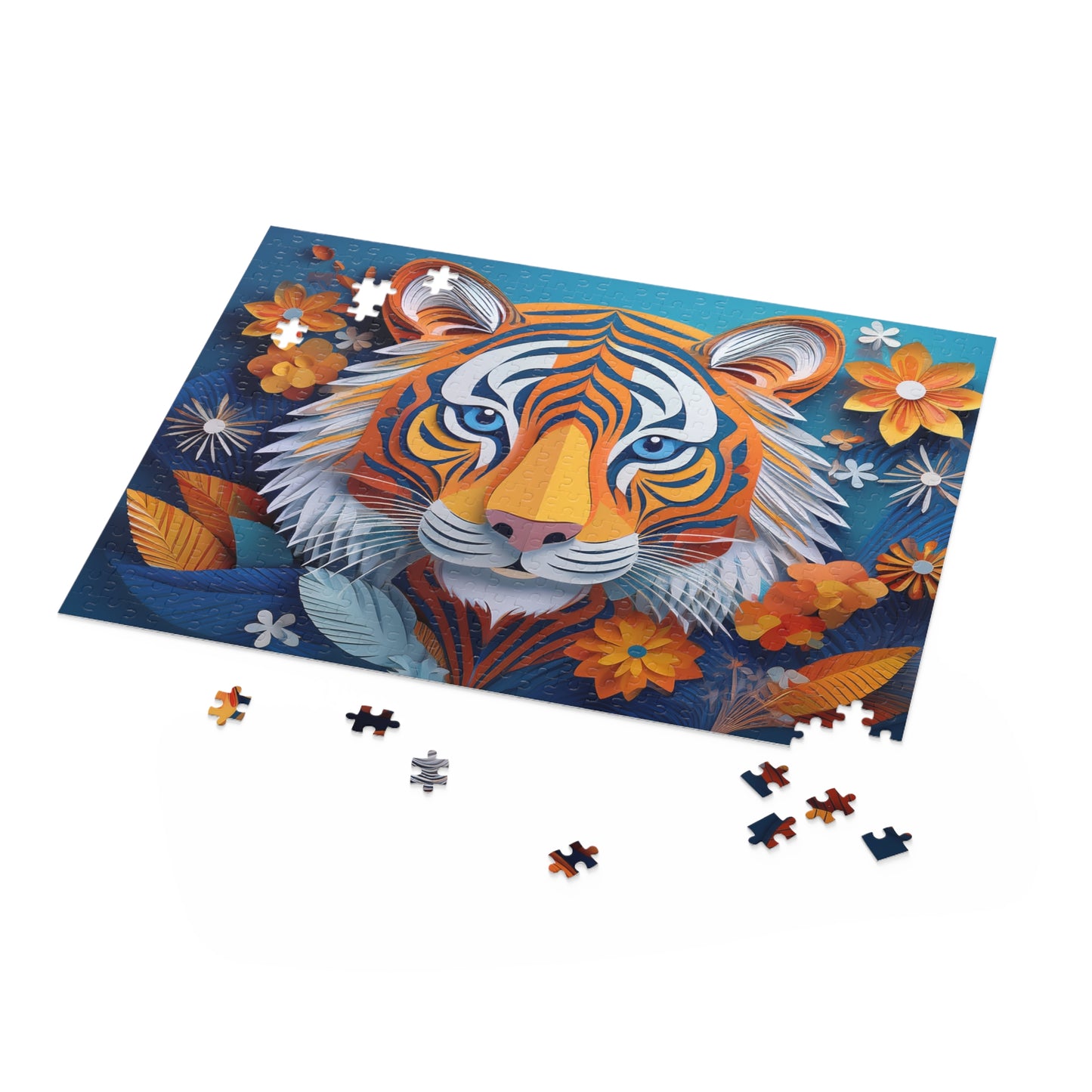 Cute Tiger Face Puzzle 500-Piece | Floral Tiger Puzzle 500-Piece Ages 9+