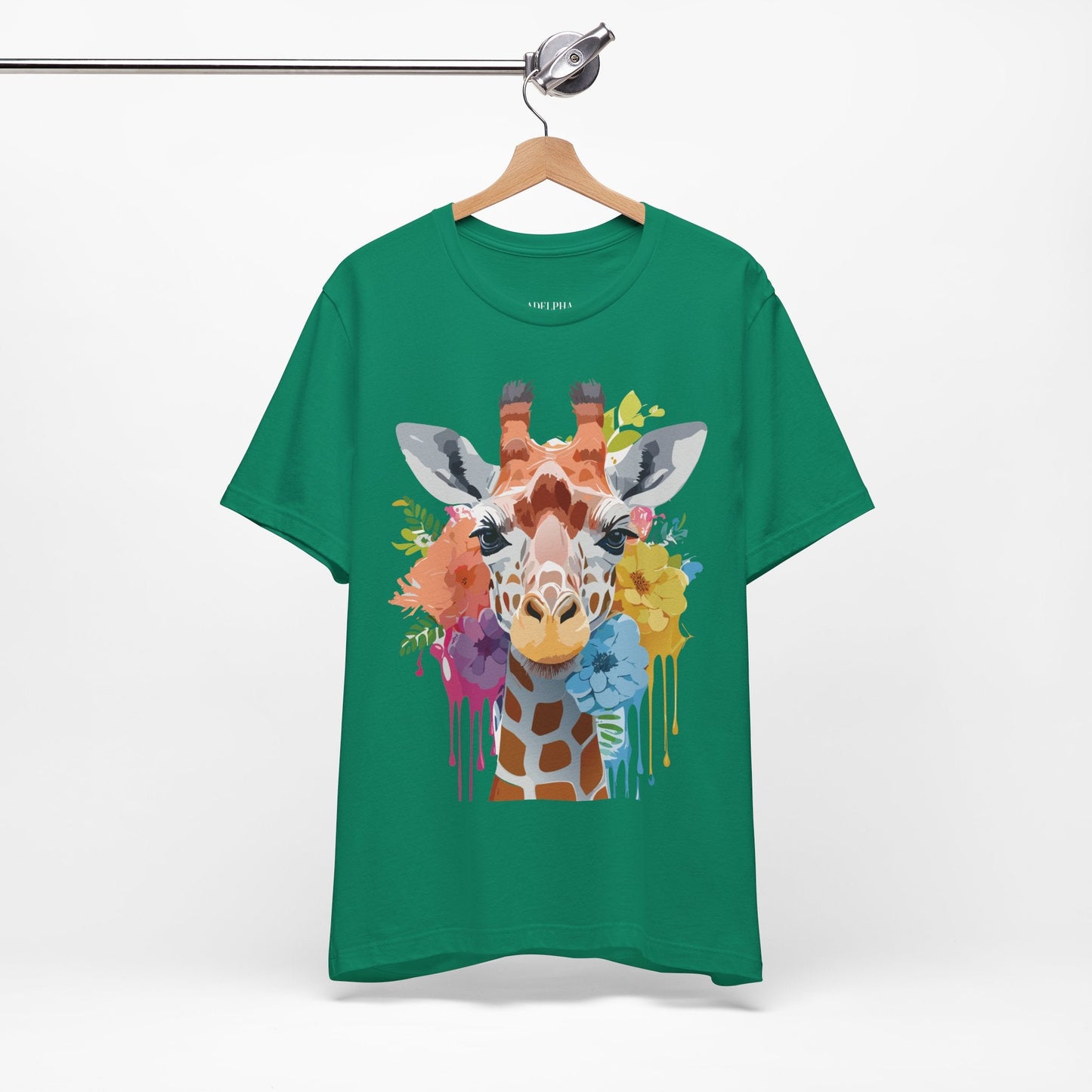 Giraffe Graphic Tee By Adelpha Unisex Vintage Inspired Art Design Short Sleeve Jersey Shirt