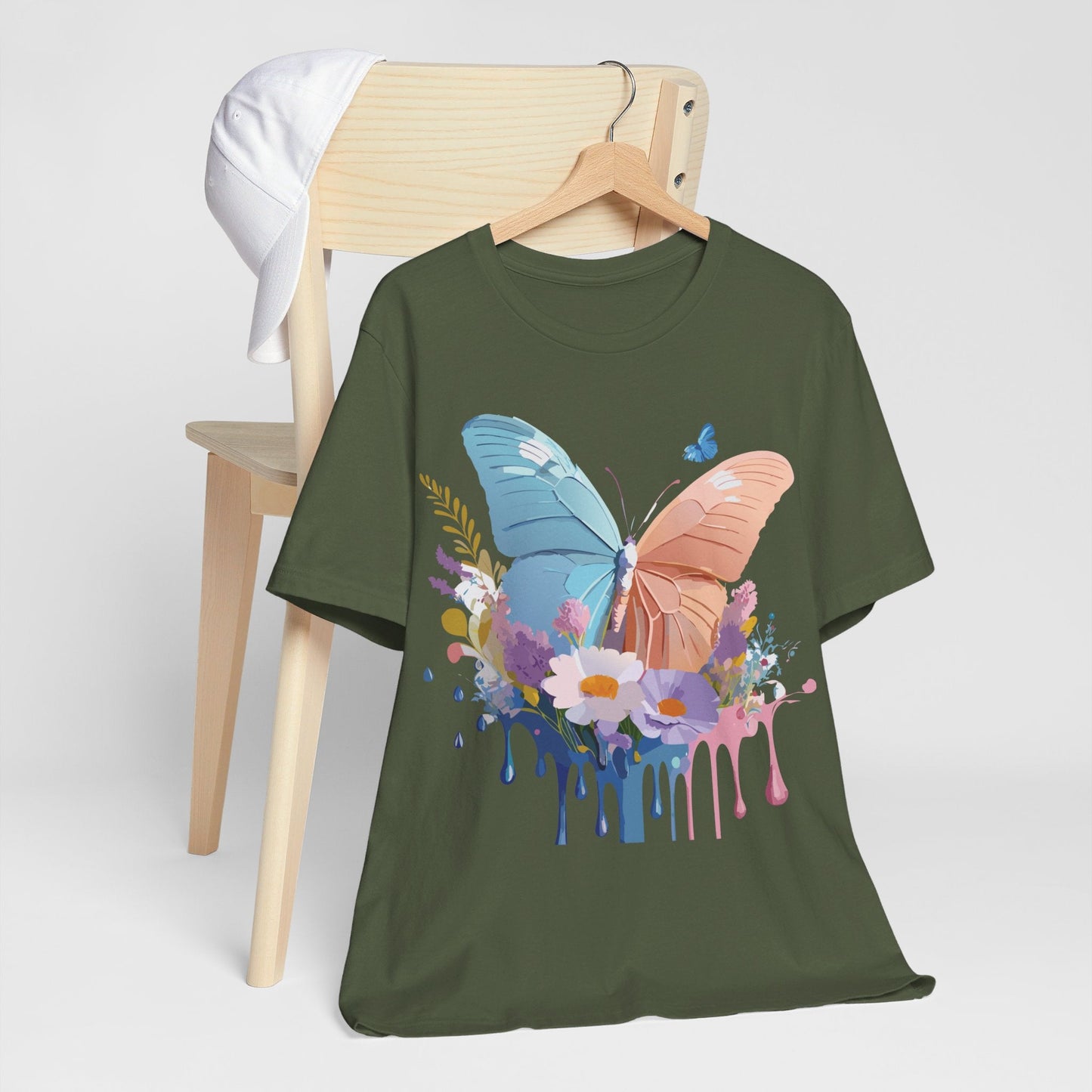 Butterfly Graphic Unisex 100 Cotton Lightweight Vintage Floral Design Jersey Tee 3