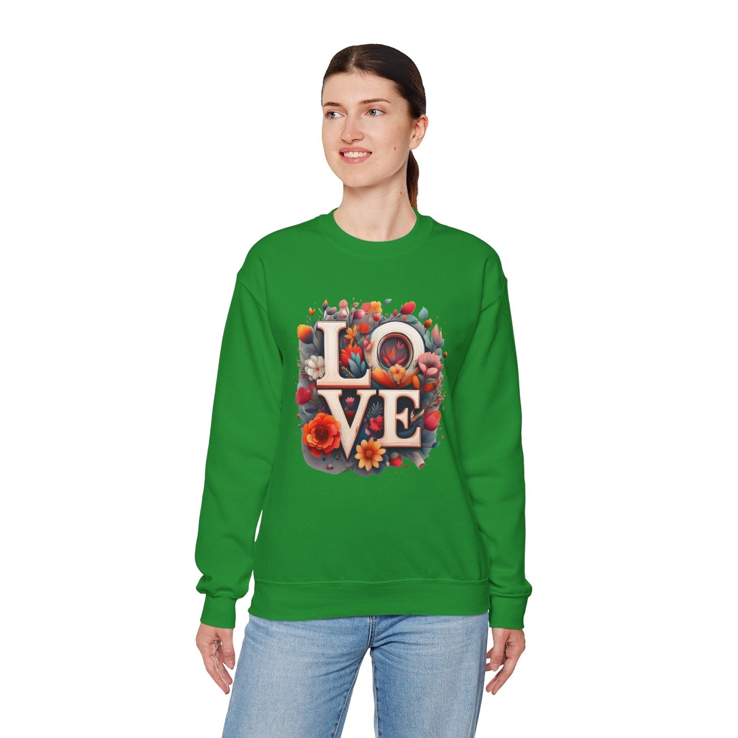 Floral Love Valentines Day Sweatshirt Unisex Crewneck Love Flower Gift Idea Cozy Everyday Wear