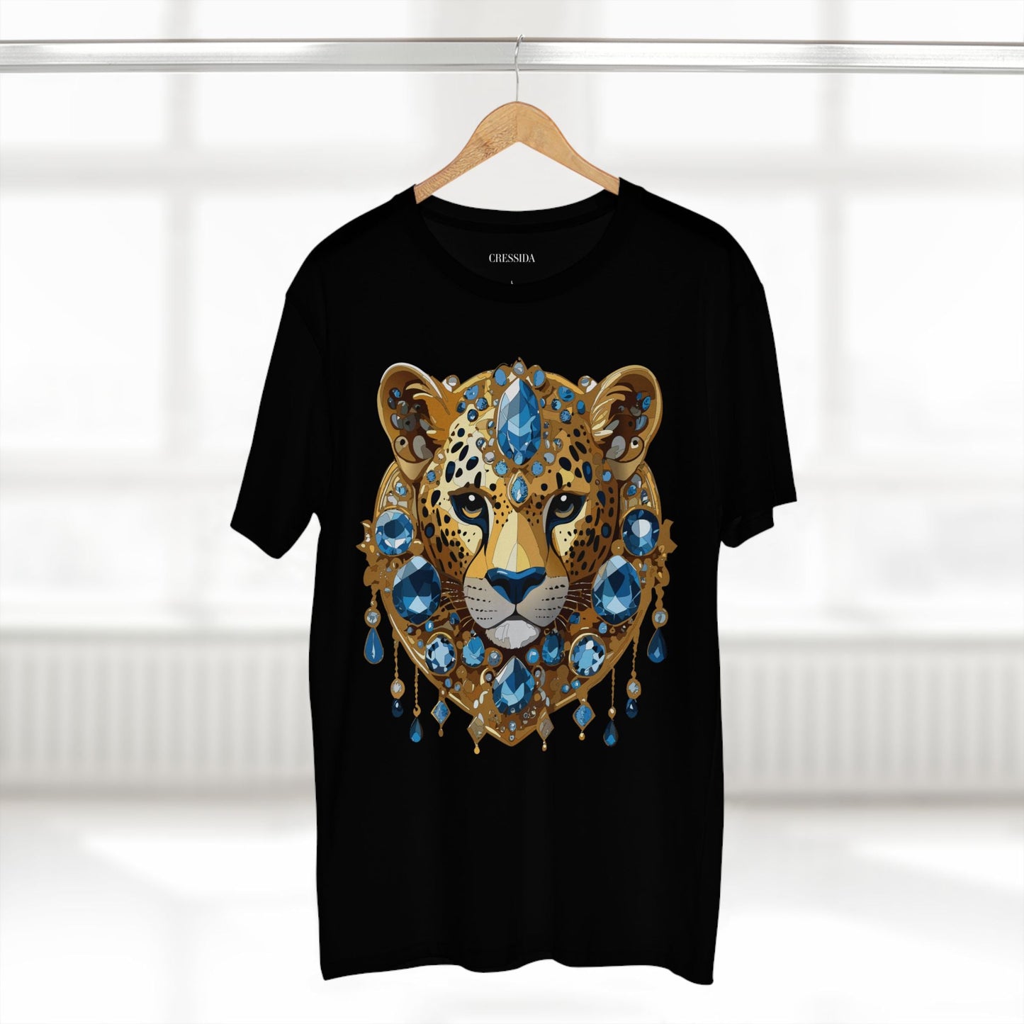 Cheetah Graphic Unisex 100 Cotton Tee With Unique Animal Golden Medallion Art Design 49