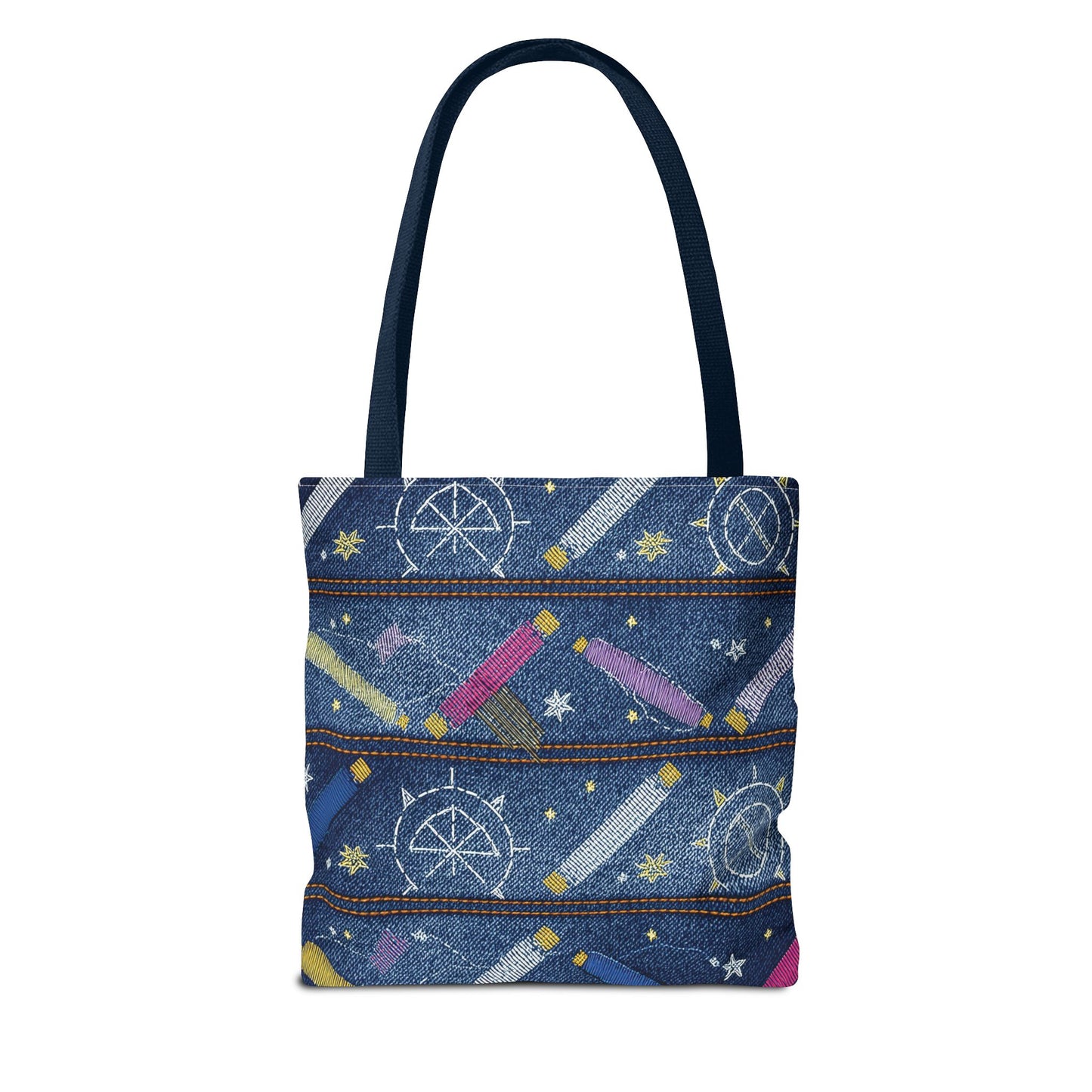 Denim Fabric Imitation Print Unisex Canvas Bag Poly Spun 3 Sizes Tote Bag 183-9