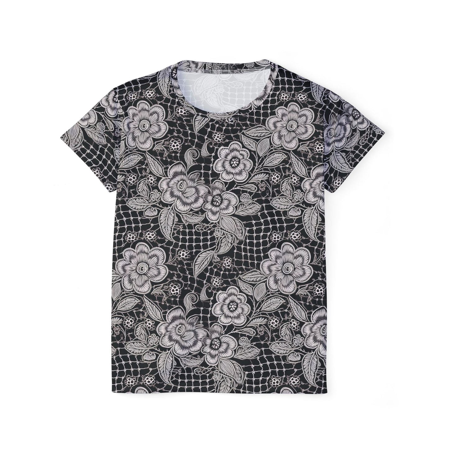 Women Poly T-Shirt with Lace Print 2