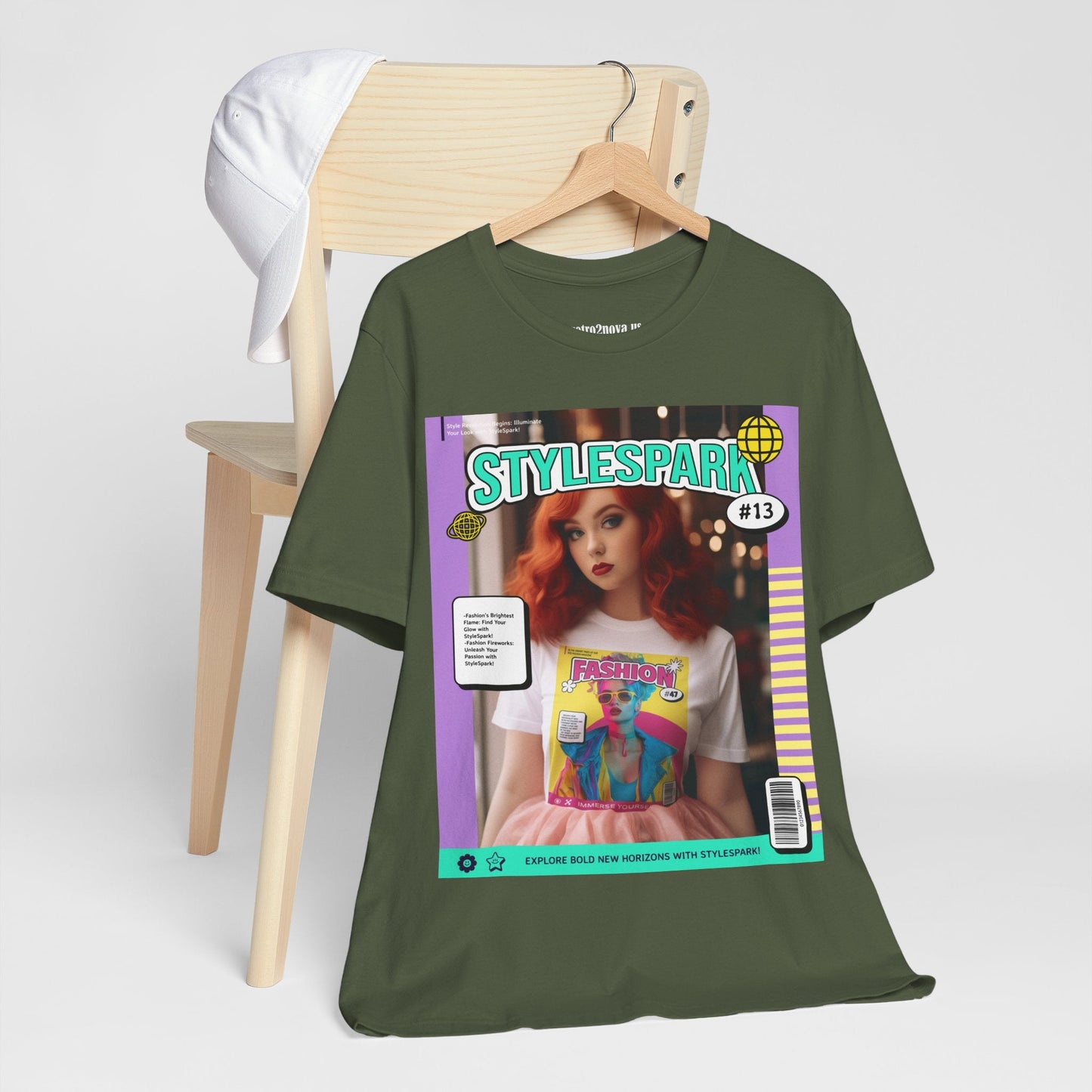 Magazine Cover Shirt Unisex Short Sleeve Tee Bold Vibrant Print Wearable Art