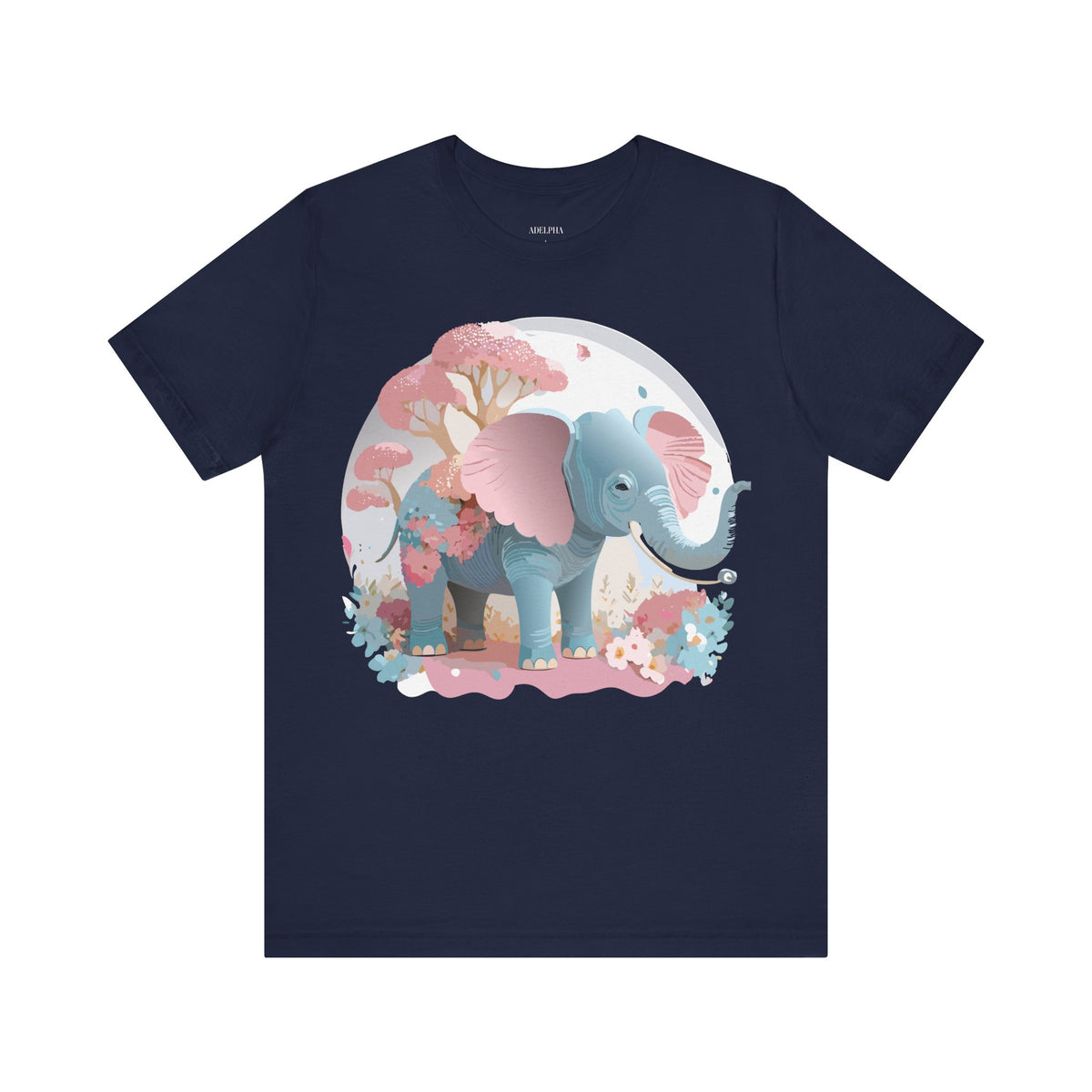 Elephant Graphic Unisex Cotton Bella+Canvas Tee with Art Animal Design e137