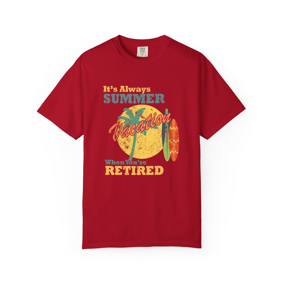 Always Summer Vacation Retro Palm Surf Unisex Comfort Colors Garment-Dyed Heavyweight 100 Cotton Art Design T-Shirt w108