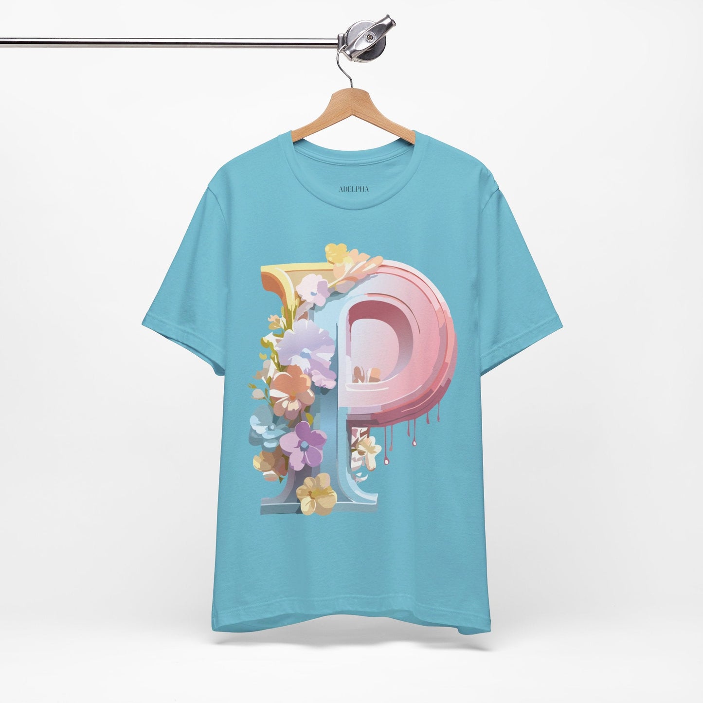 Adelpha Letter P Graphic Tee Unisex Vintage Inspired Art Design Jersey Short Sleeve Shirt
