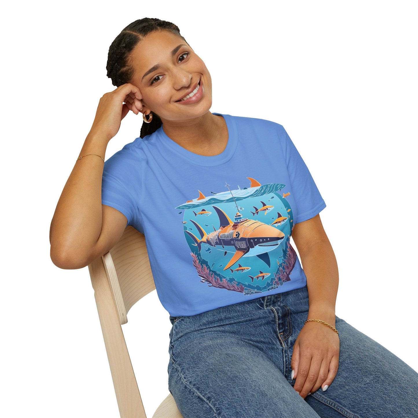 Ocean Tee Shirt Unisex Softstyle Cotton Tee 4.5 Oz Lightweight U Boat Theme Design