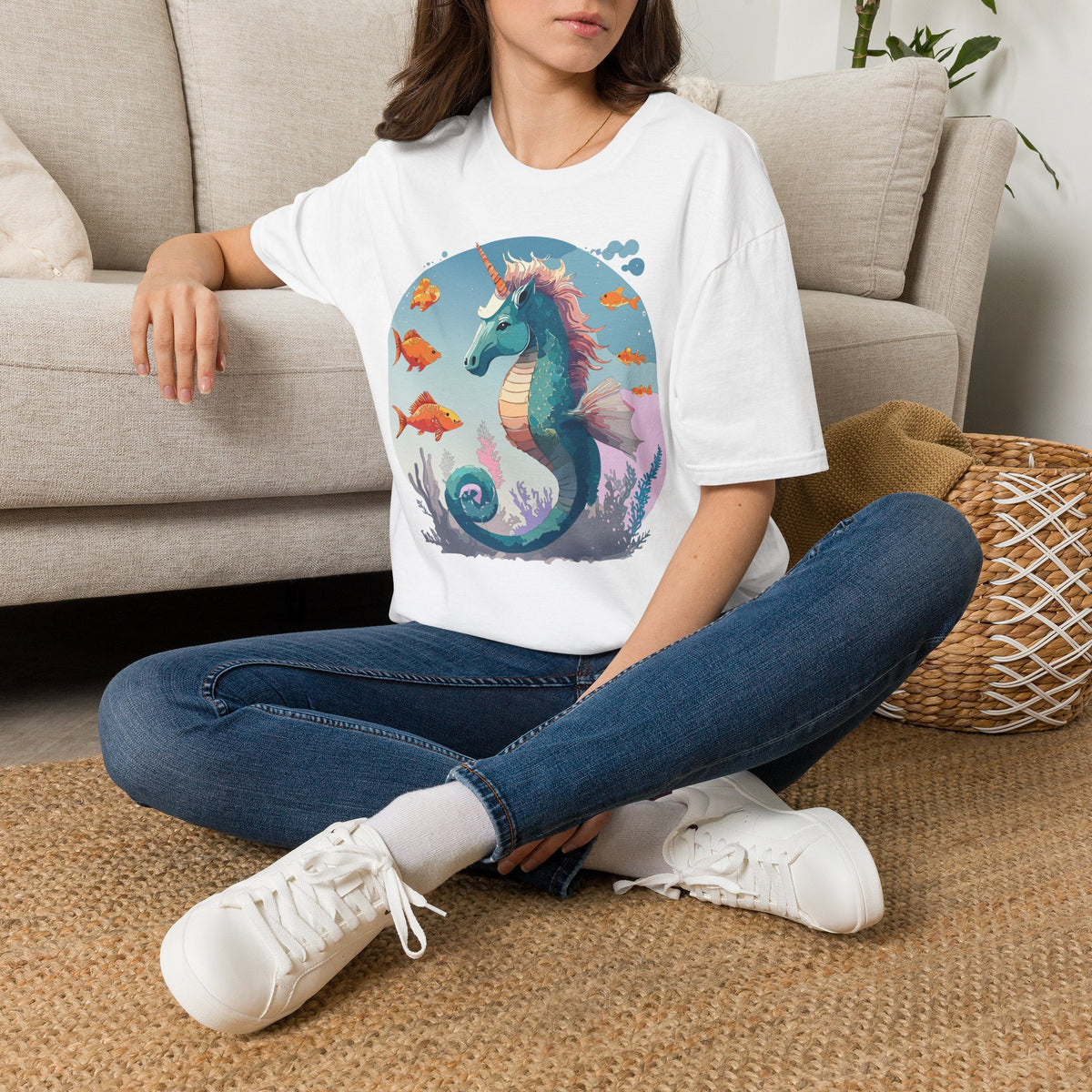 Sea Unicorn Seahorse T-Shirt | Nautical Mythical Creature Tee