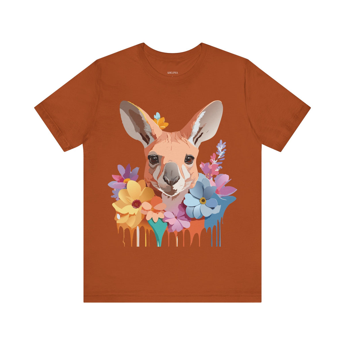Kangaroo Graphic Unisex Cotton Bella+Canvas Tee with Art Animal Design e39