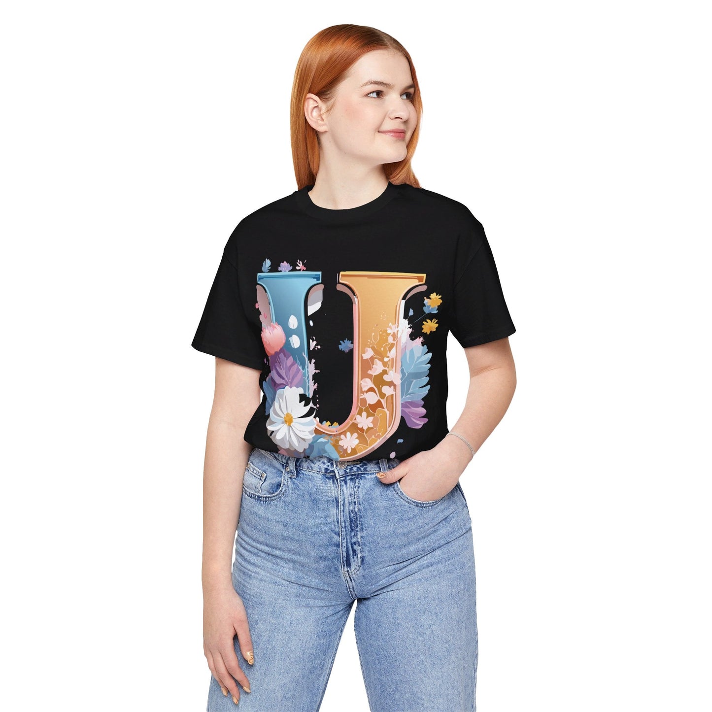 Letter U Graphic Tee Unisex Jersey Short Sleeve Premium Adelpha Art Design Shirt