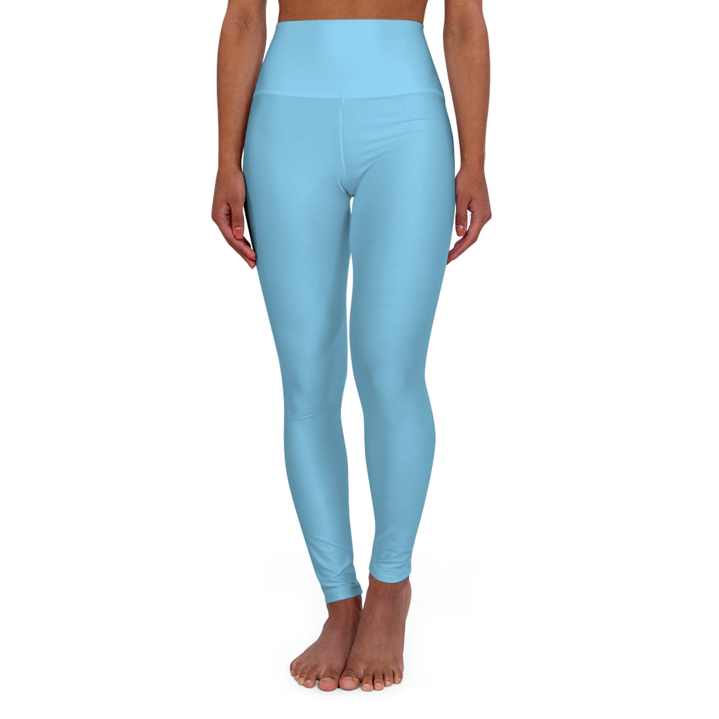 High-Waist Turquoise Blue Yoga Leggings Women's Seamless Poly-Span Stretchy Light Blue Activewear Pants