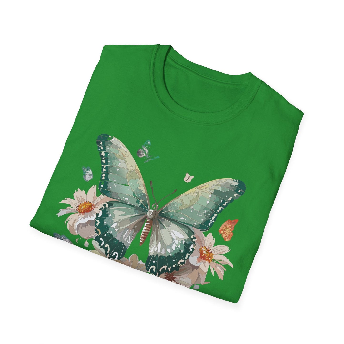 Butterfly T Shirt Unisex Softstyle Tee 100 Percent Ring Spun Cotton Monarch Design Premium Comfort