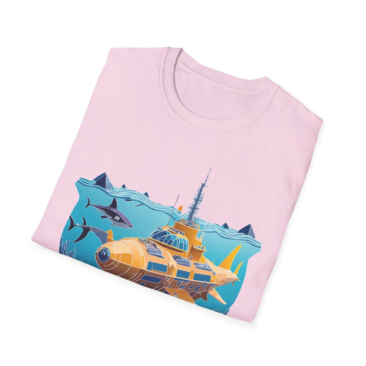 Ocean Tee Shirt Unisex Gildan Softstyle 64000 Ocean Theme Tee With U Boat Design