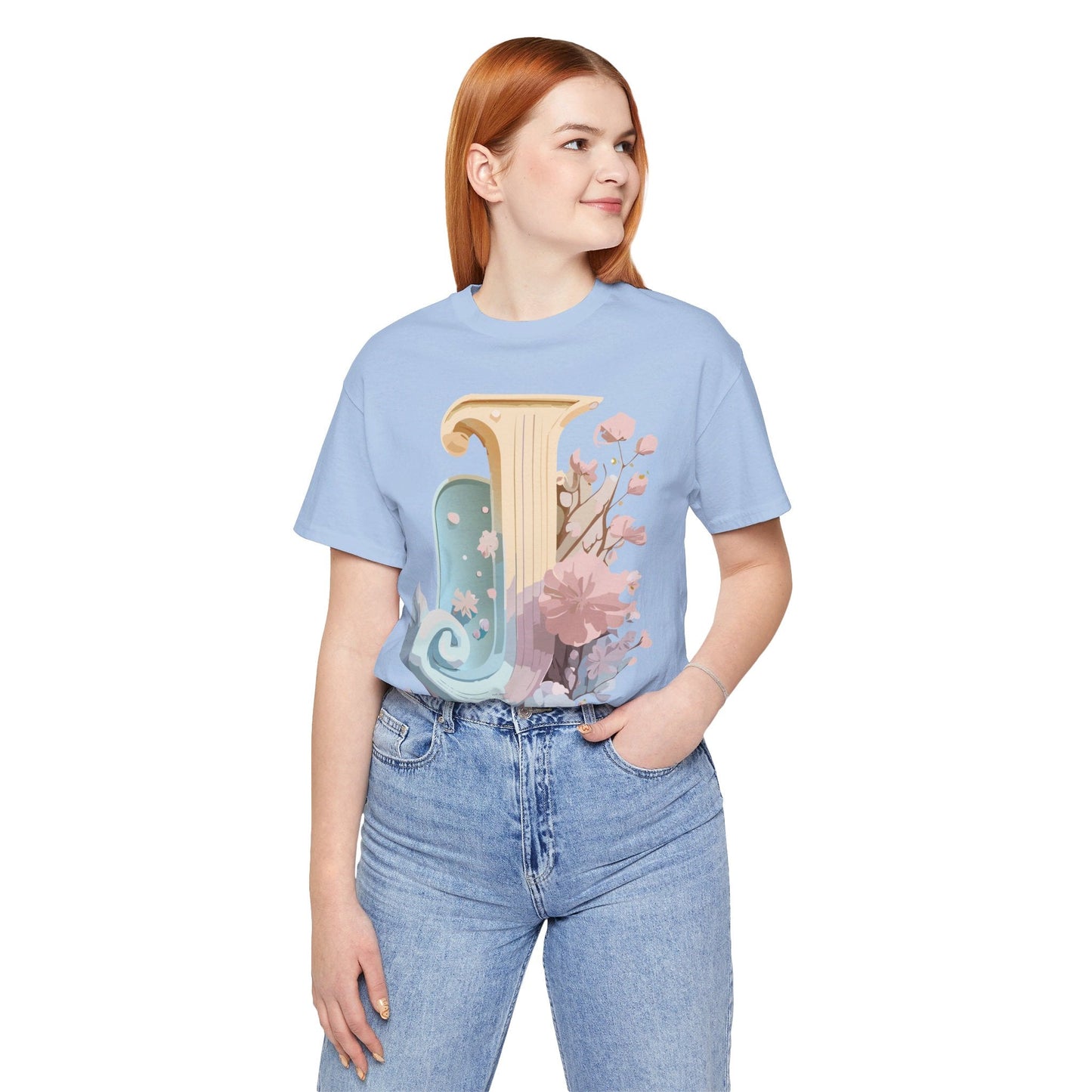 Letter J Shirt Unisex Graphic Tee Adelpha Vintage Inspired Artwork Design Short Sleeve
