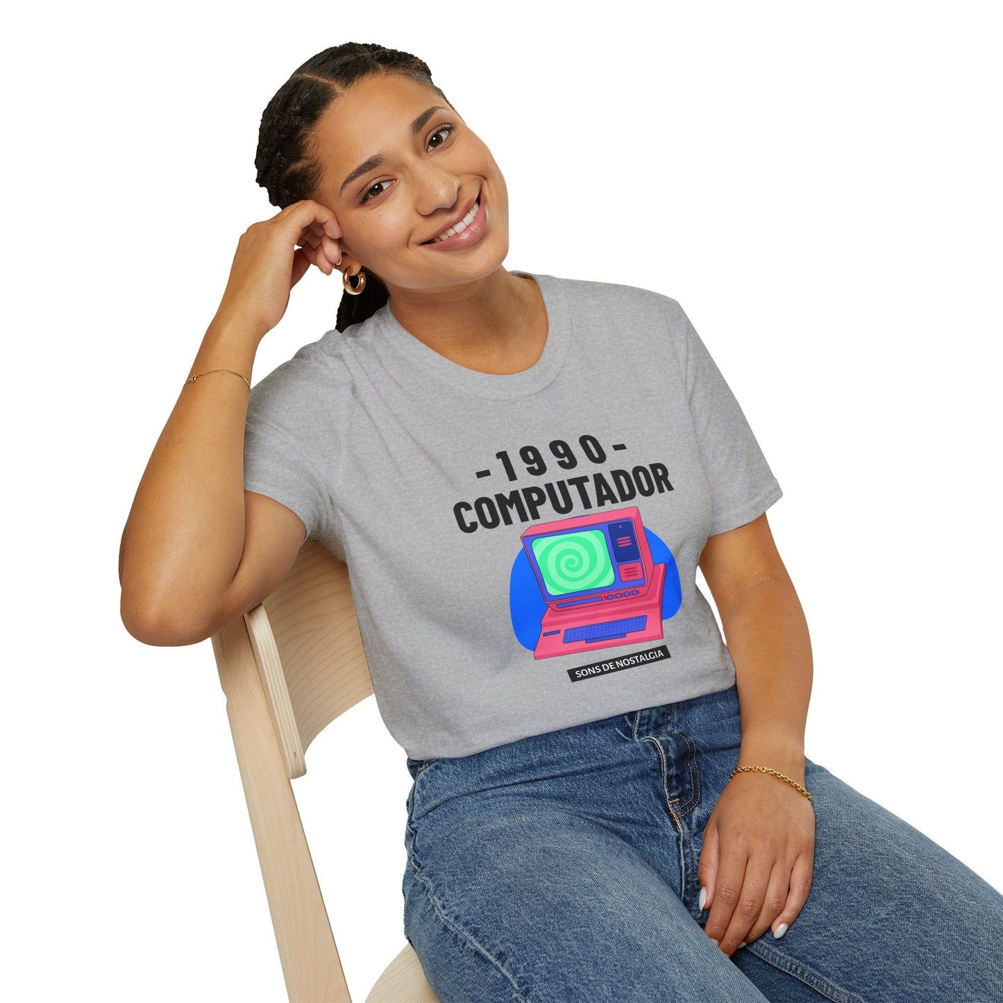 1990 Computador Retro T-Shirt Unisex Cotton Vintage Computer Graphic Tee