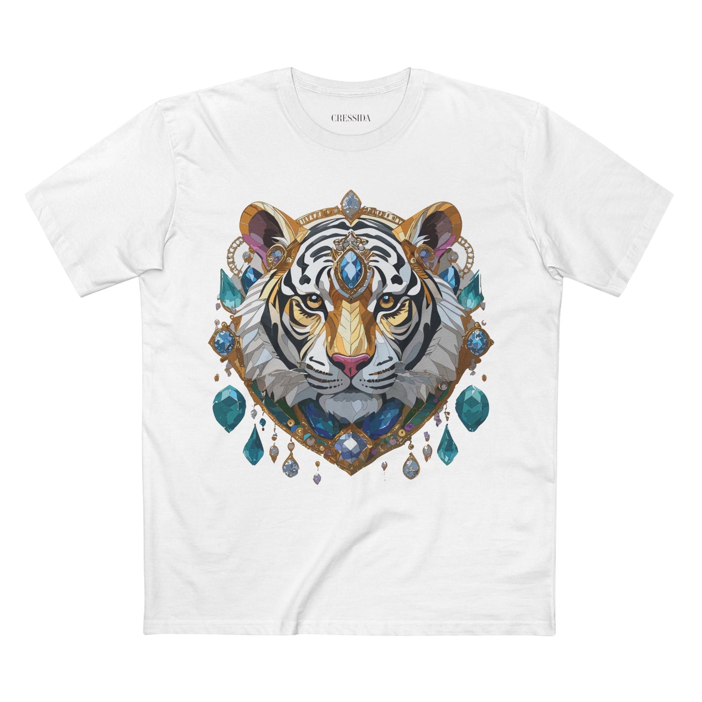 Tiger Graphic Unisex 100 Cotton Tee With Unique Animal Golden Medallion Art Design 53