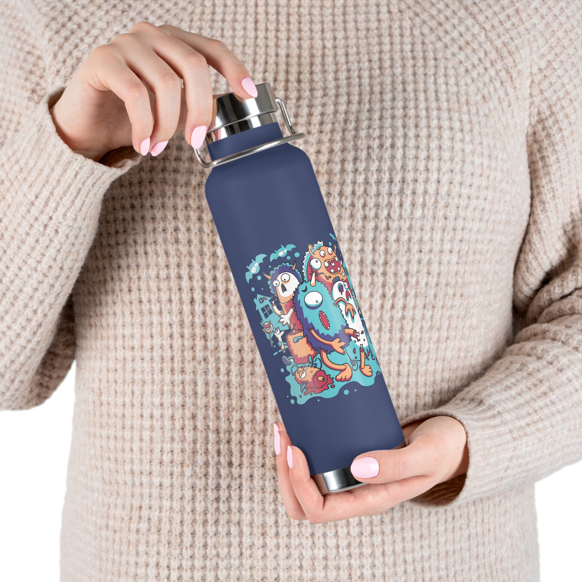 22oz Copper Insulated Water Bottle with Cartoon Design - CV73