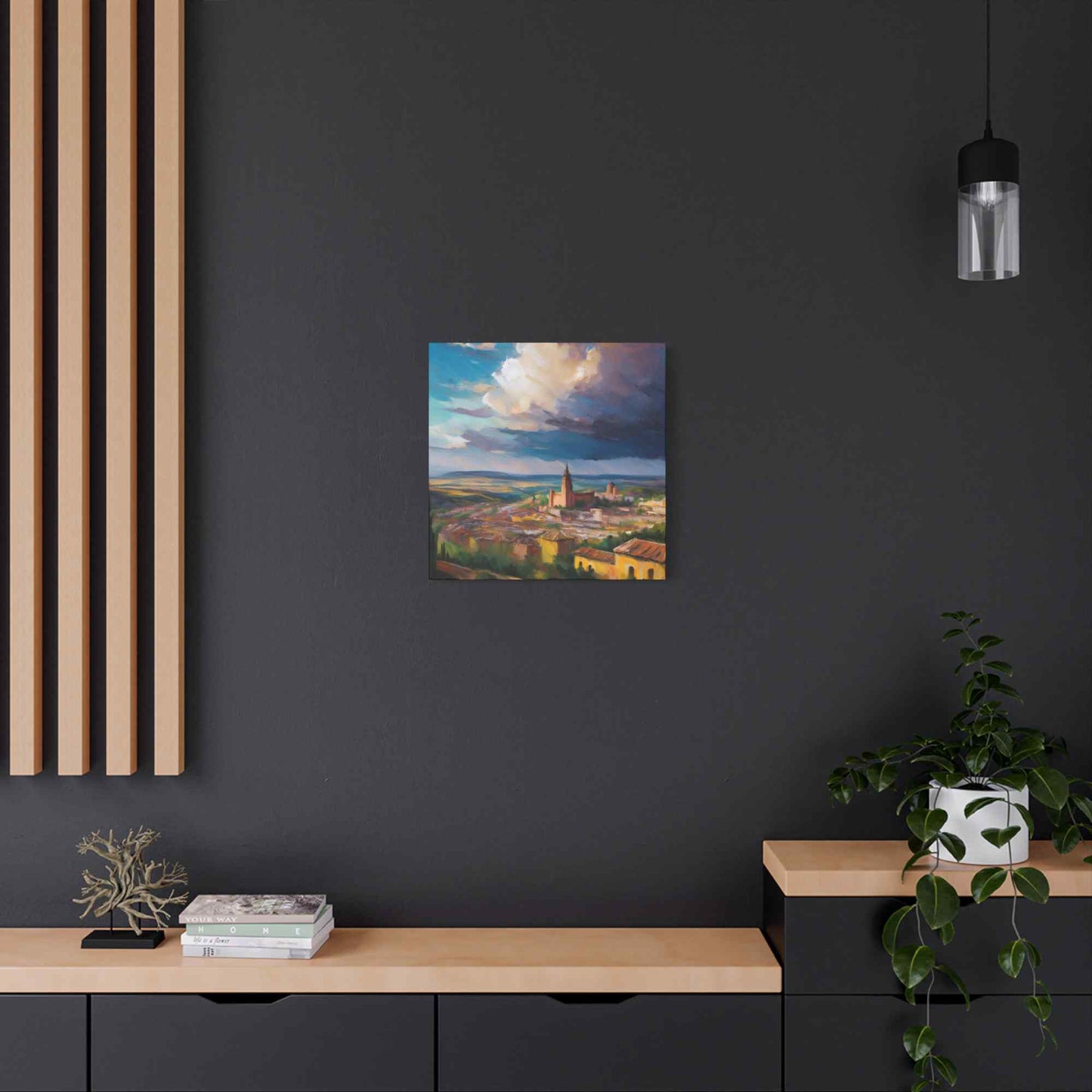 Spanish City Print Canvas, Oil Paint Print 20x20, 24x24, 30x30, 32x32, 36x36 Art Design Print Pine-Wood Inner Frame MC-57
