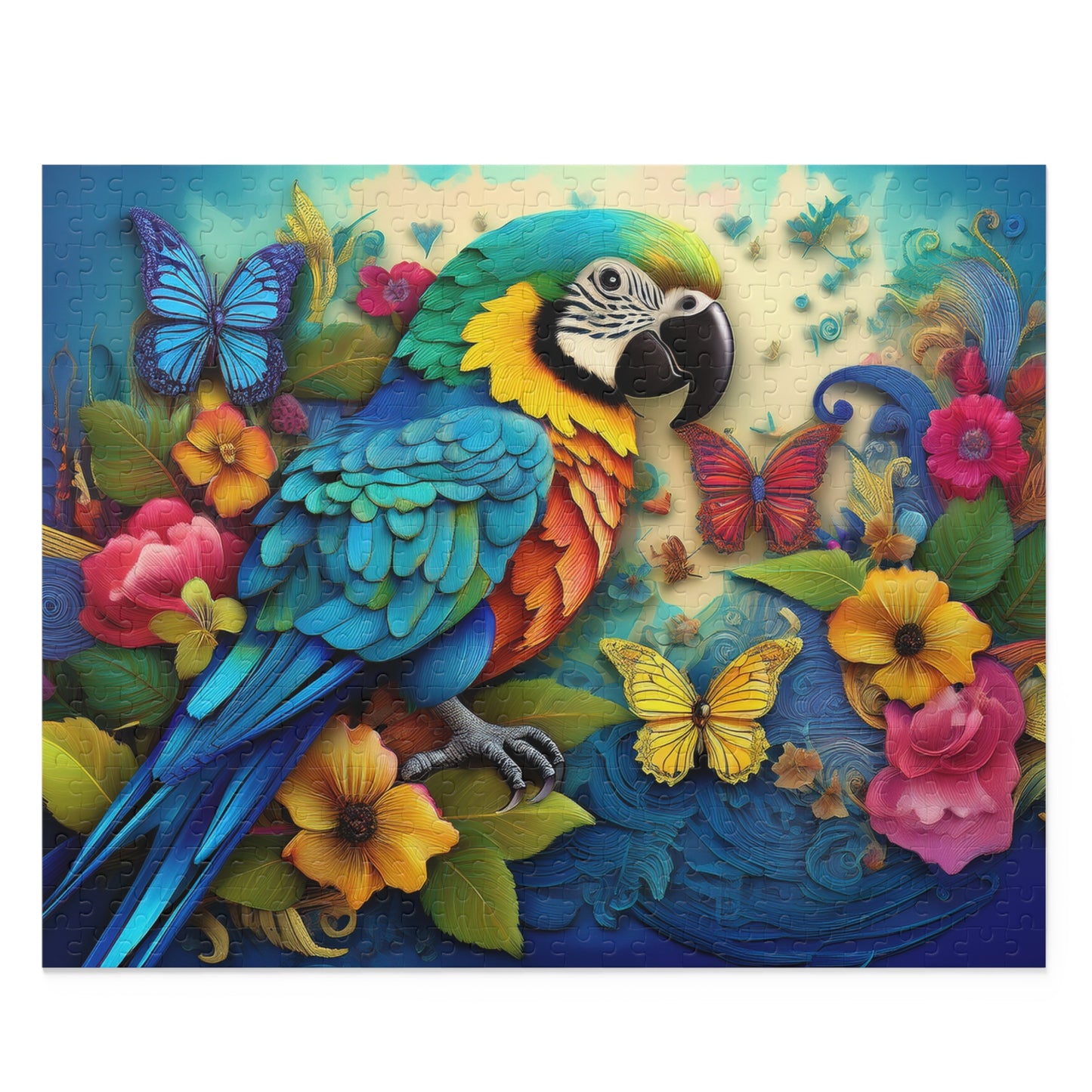 Puzzles-33 Kids Parrot Puzzle 500-Piece | Floral Parrot Puzzle 500-Piece, Birds Kids Puzzles Size: 16" x 20",  Ages 9+