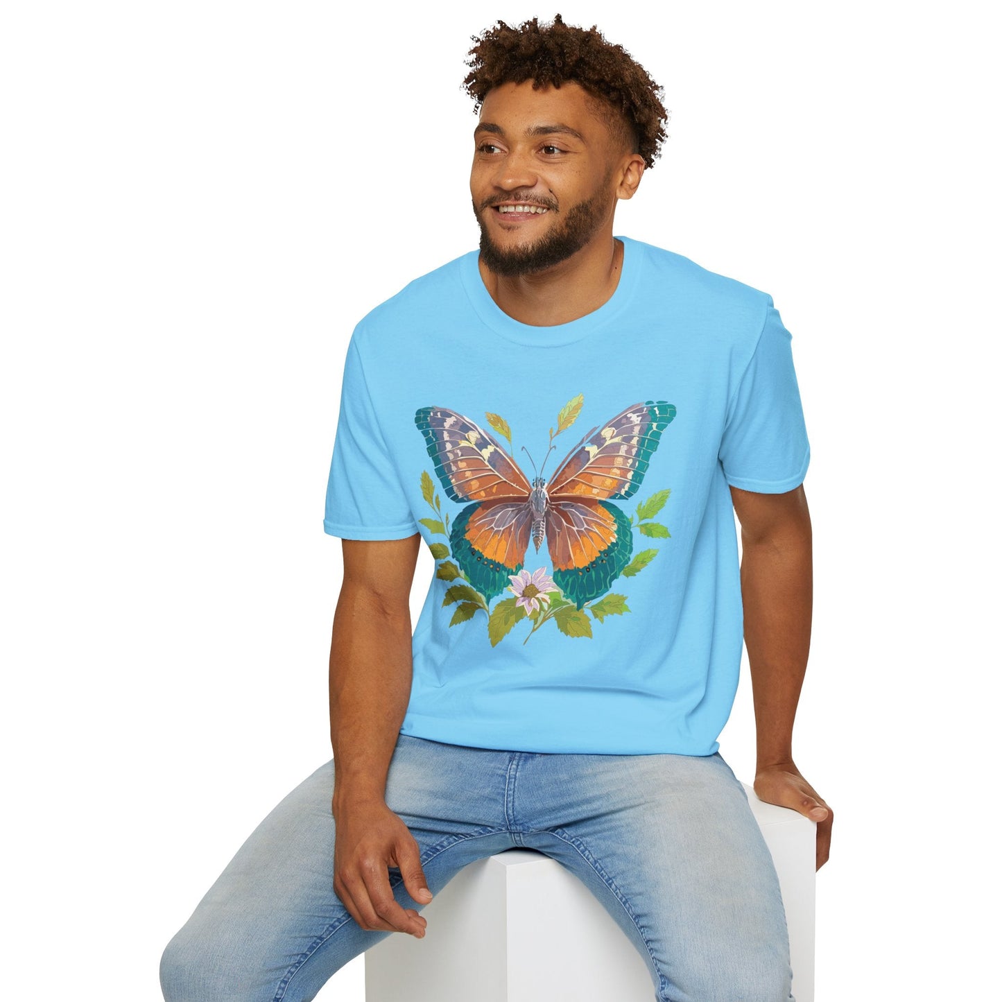 Unisex Butterfly Shirt With Monarch Design Cotton Tee Gildan 64000 Softstyle Comfort