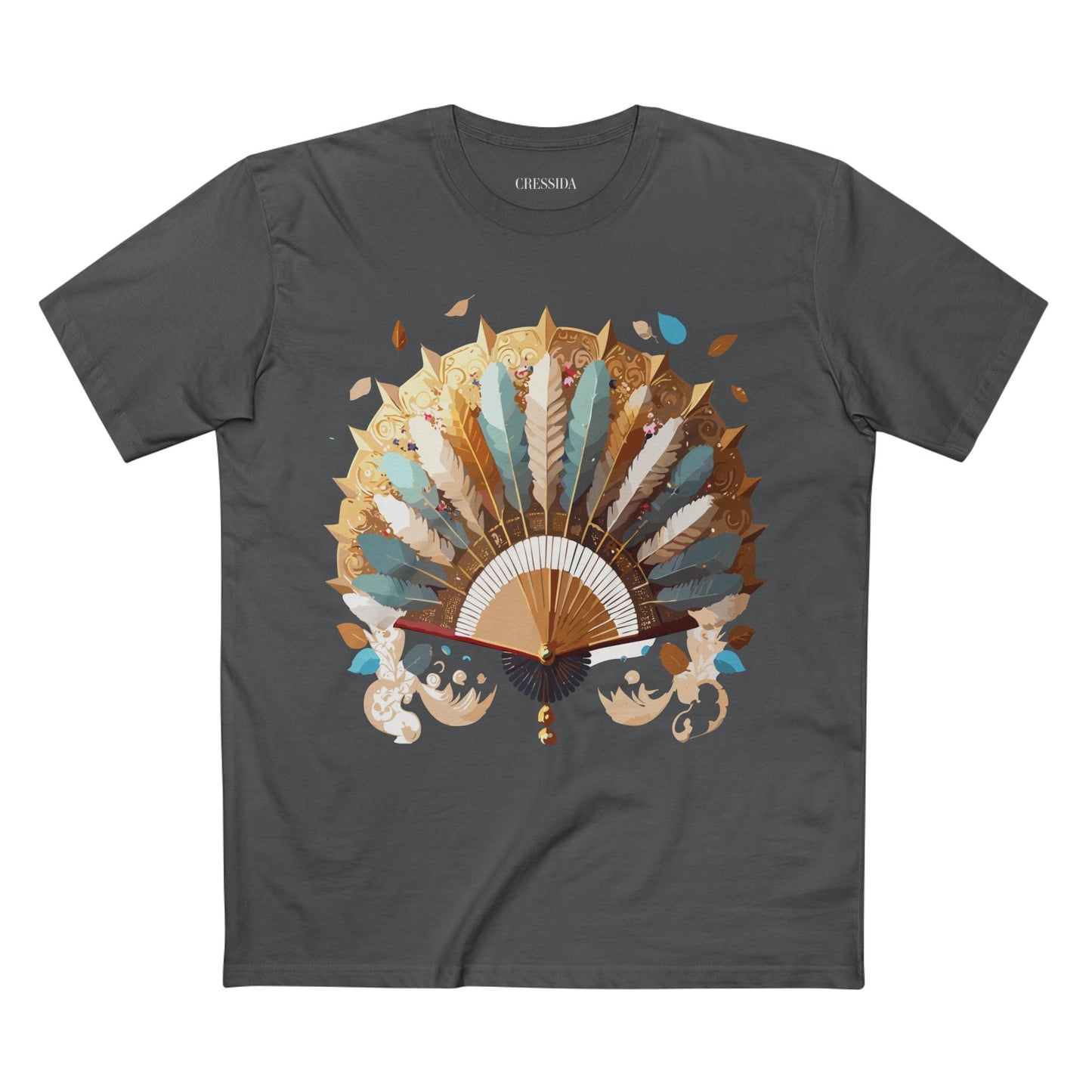 Antique Fan Graphic Design T-Shirt Unisex 100 Cotton Floral Carnival Artwork Tee 7