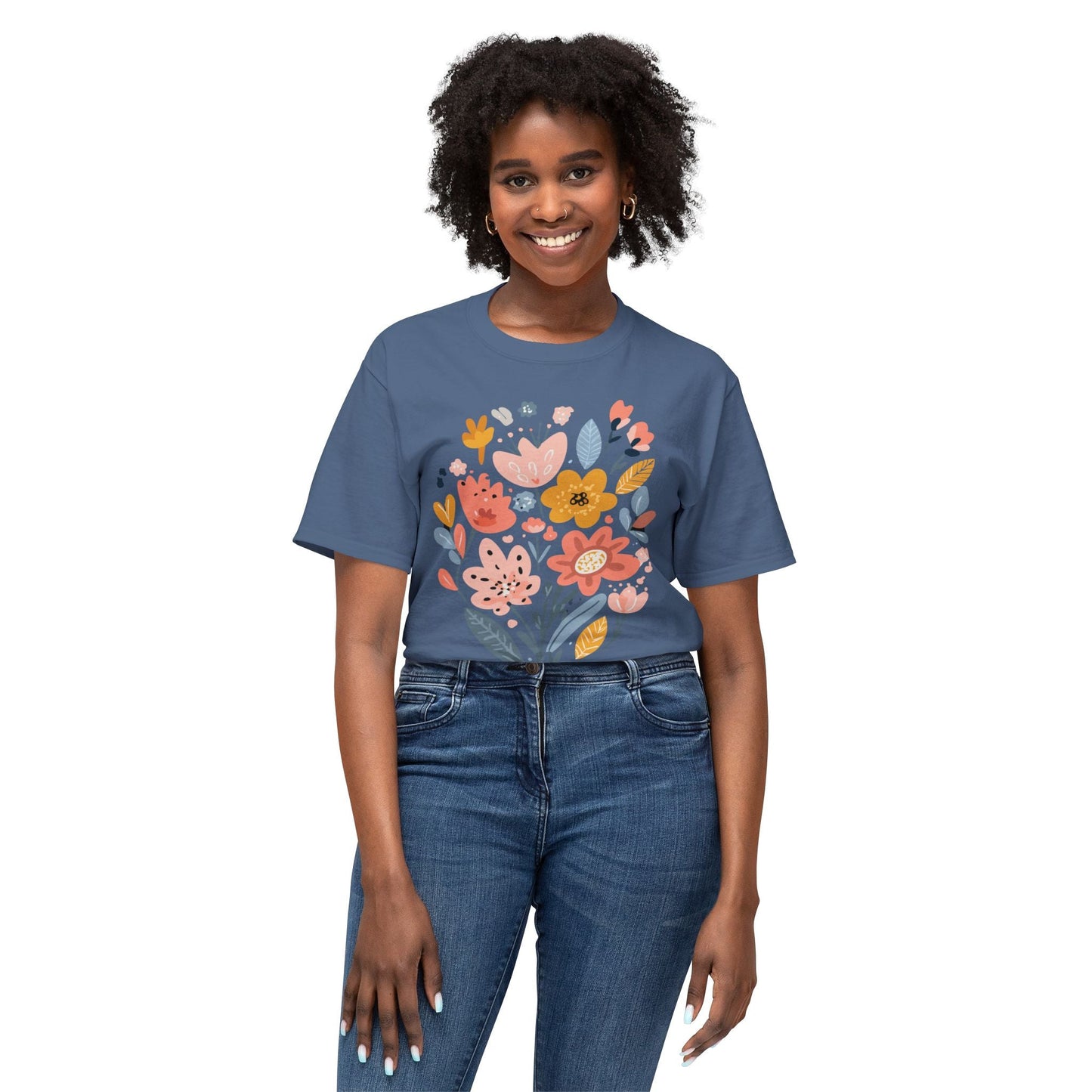 Unisex HD Cotton Floral Art Print T Shirt With Vintage Flowers Design Tee Premium Quality