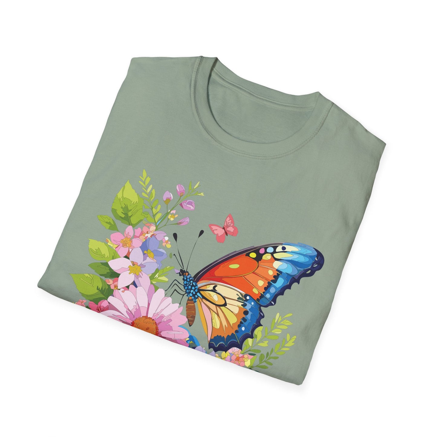 Butterfly T Shirt Unisex Short Sleeve Gildan Softstyle 64000 Monarch Butterfly Design Graphic