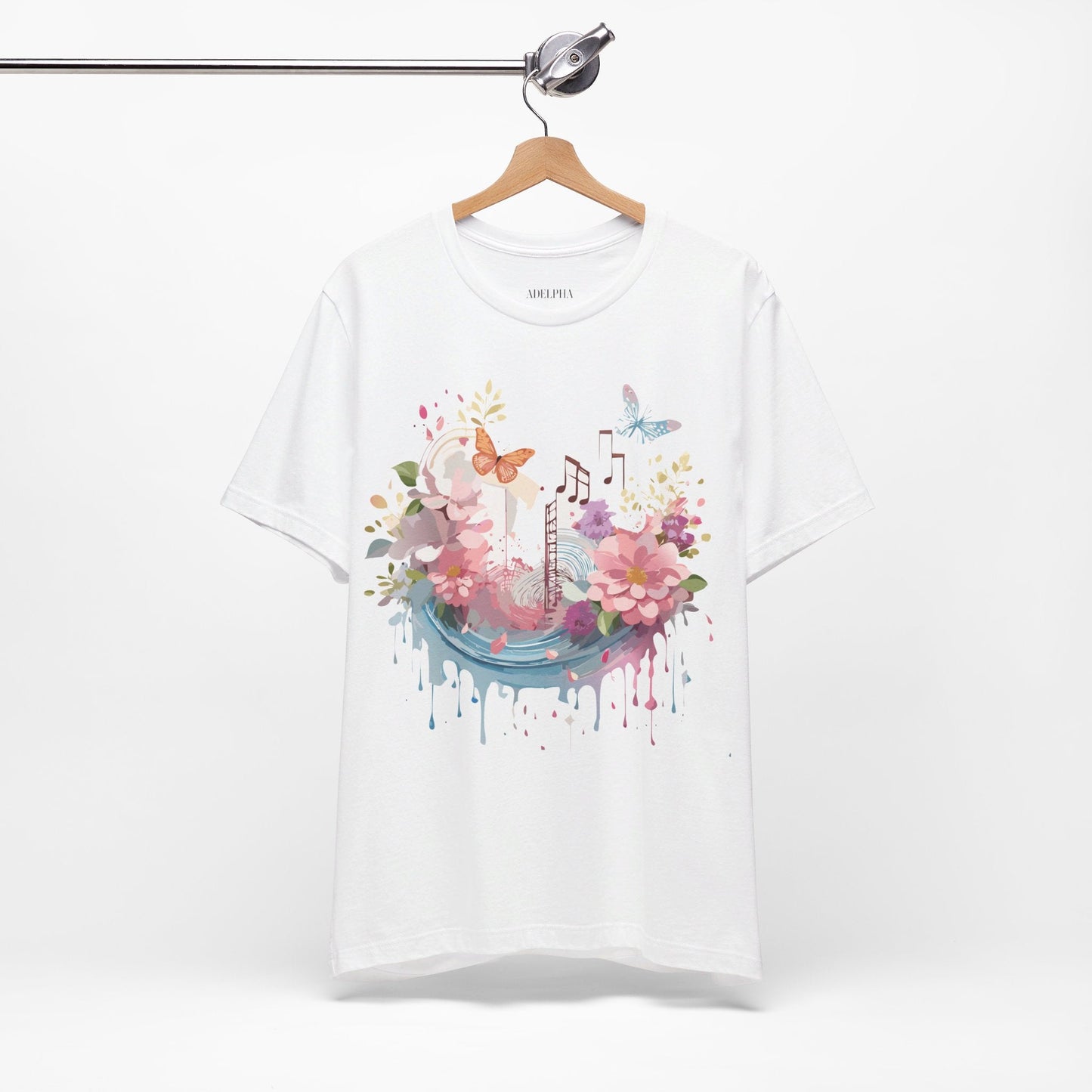 Music Graphic Unisex 100 Cotton Vintage Art with Musical Elements Tee 122