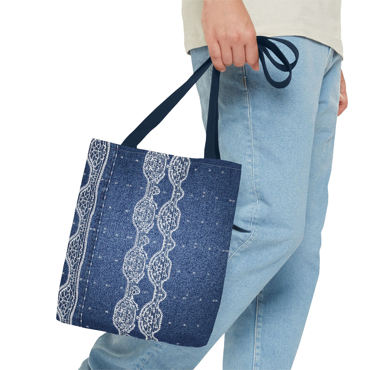 Denim Fabric Imitation Print Unisex Canvas Bag Poly Spun 3 Sizes Tote Bag 106