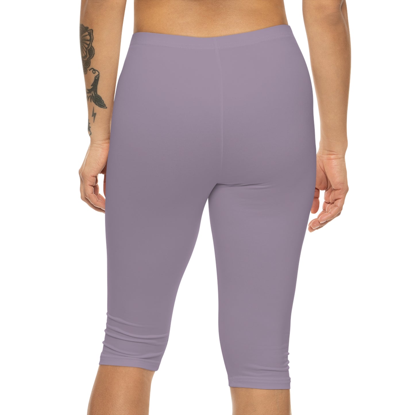 Dusty Rose Fog Color Women's Brushed Suede Poly Span Casual Capri Leggings XS-2XL