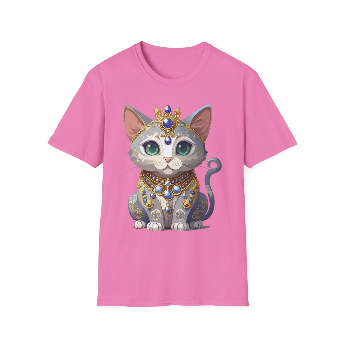 Jeweled Royal Cat T-Shirt | Gemstone Crown Kitty