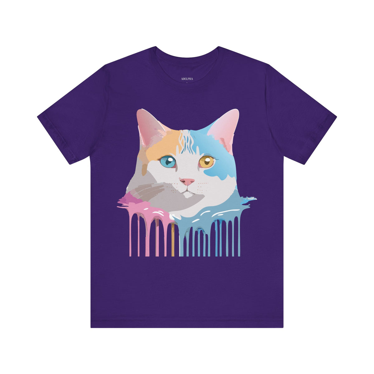 Cat Graphic Unisex Cotton Bella+Canvas Tee with Art Animal Design e108