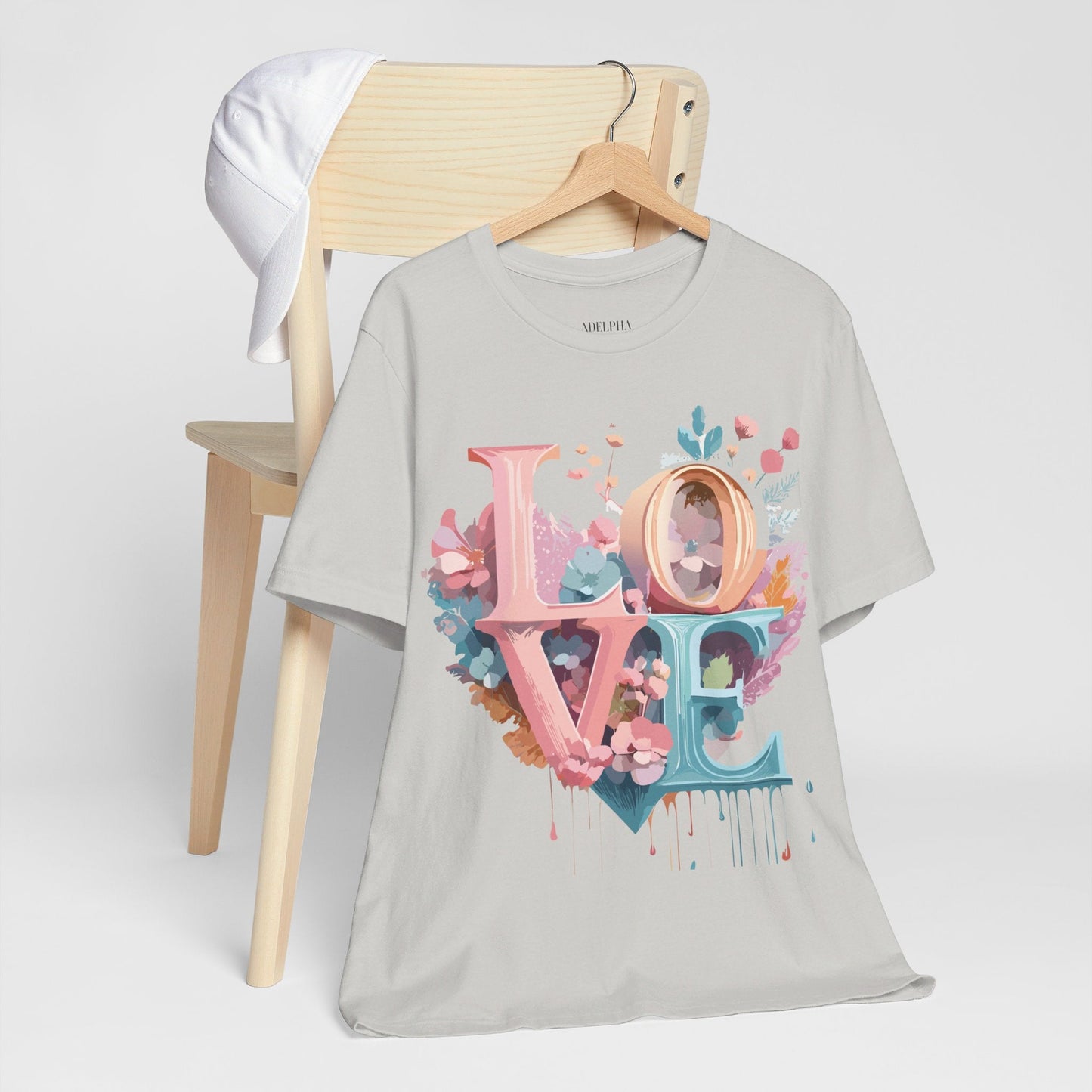 Valentine Day Graphic Unisex 100 Cotton Vintage Artwork with Love and Flower Design Tee 53