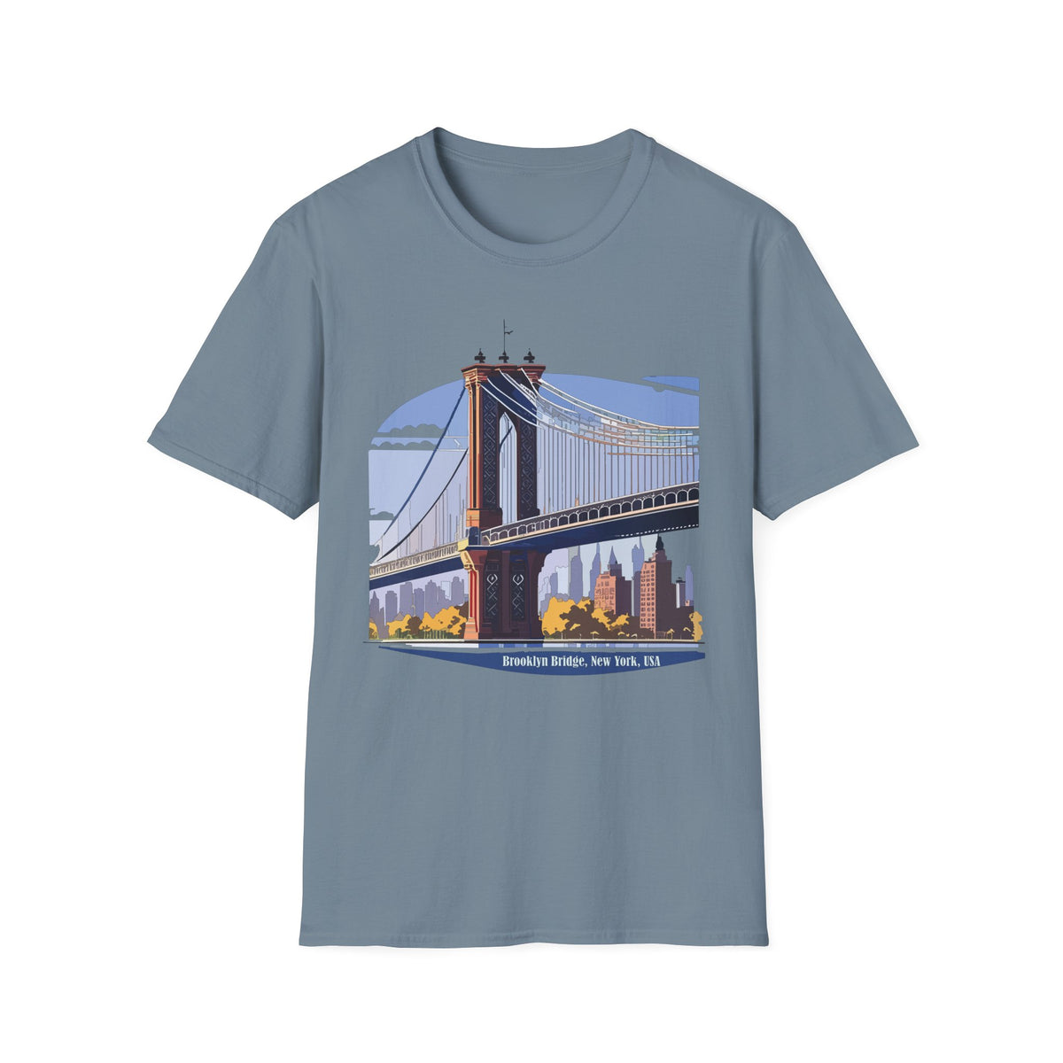 Brooklyn Bridge Illustration T-Shirt | NYC Skyline Graphic Tee