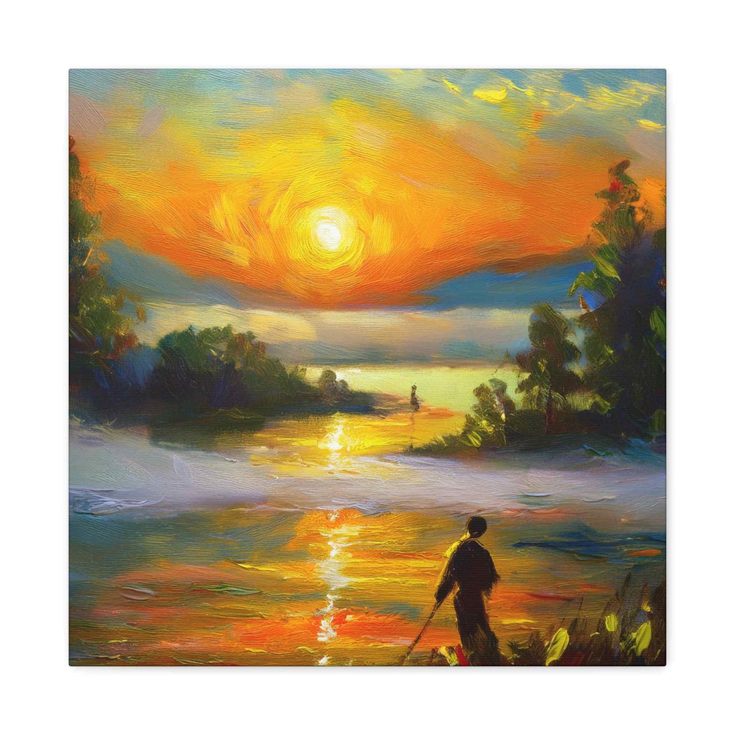 Sunrise Print Canvas, Oil Paint Print 20x20, 24x24, 30x30, 32x32, 36x36 Art Design Print Pine-Wood Inner Frame MC-40