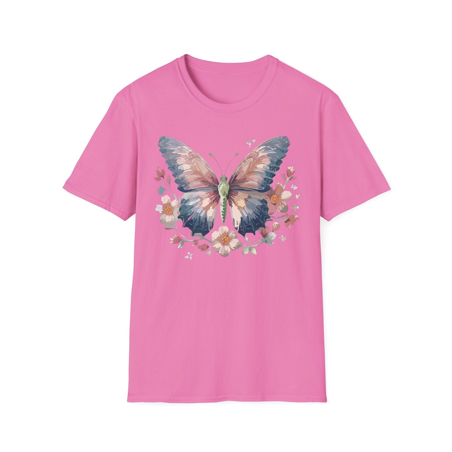 Butterfly Print T Shirt Monarch Unisex Gildan Softstyle 64000 Cotton Tee For Everyday Comfort