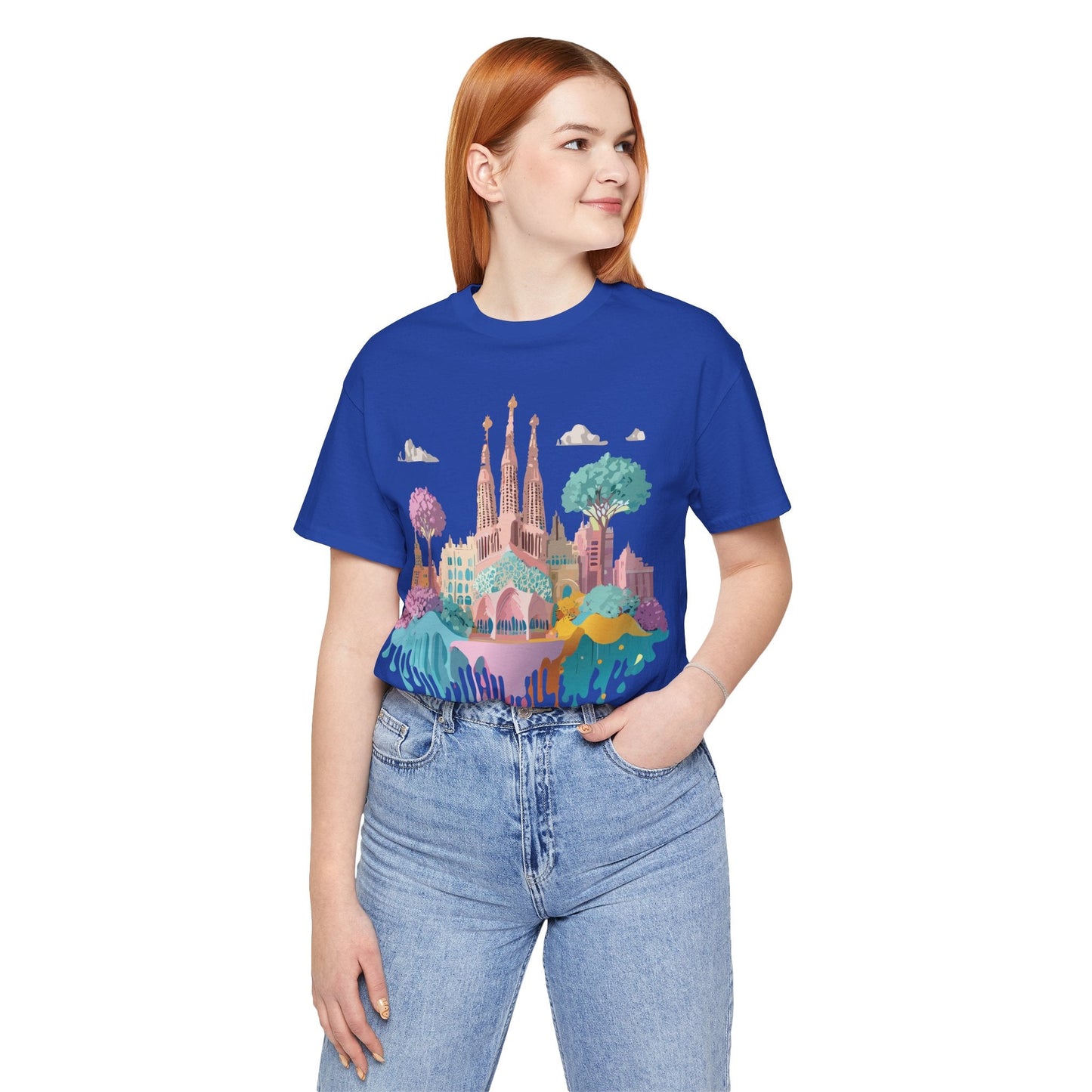 Barcelona Tourist Shirt Unisex Graphic Tee Featuring Original Vintage Art Adelpha