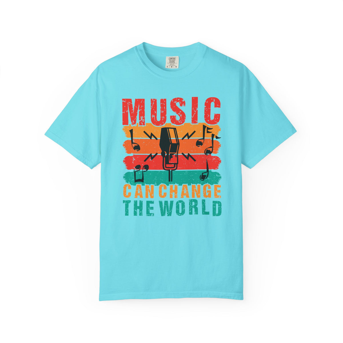 Music Can Change the World T-shirt Retro Microphone Music Notes Unisex Cotton Tee 089
