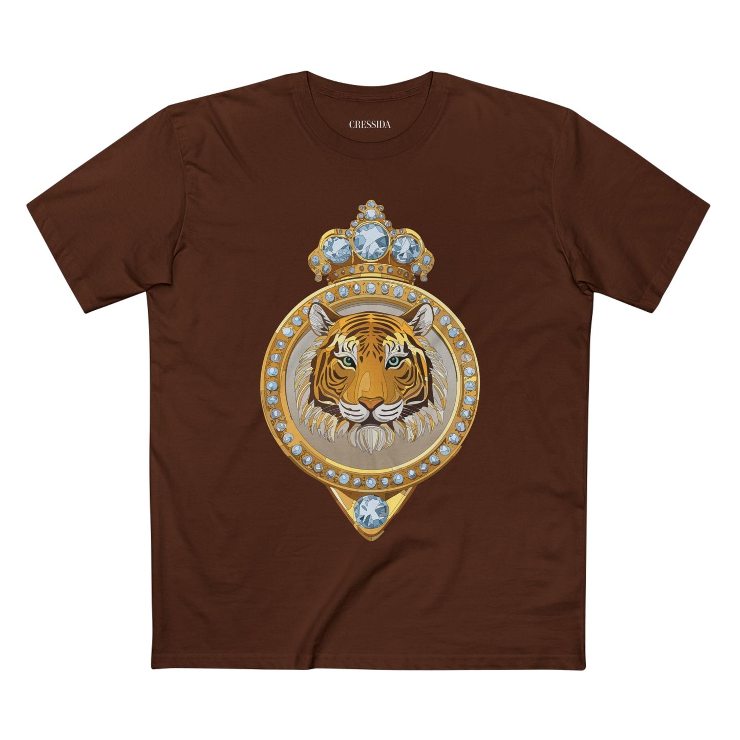 Tiger Graphic Unisex 100 Cotton Tee With Unique Animal Golden Medallion Art Design 2