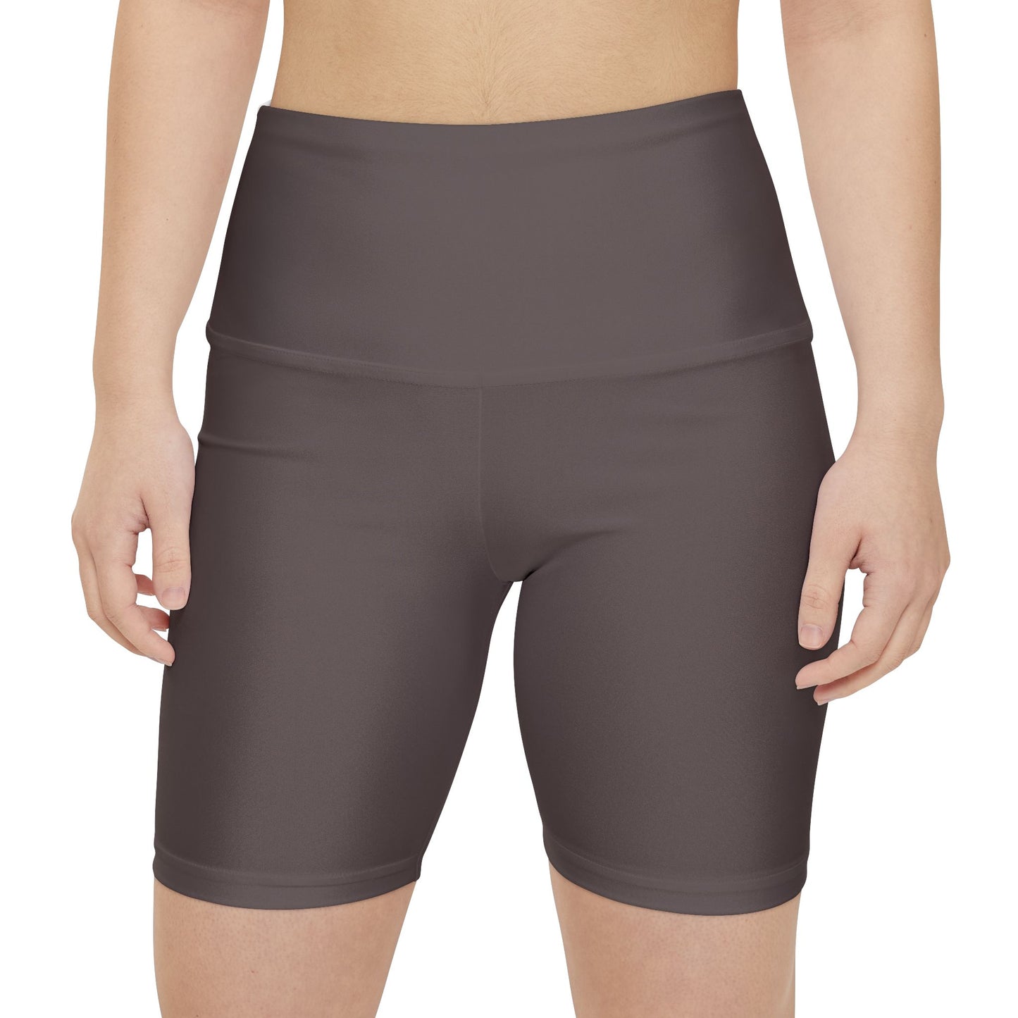 Taupe Grey Women's Workout Shorts — Solid High-Waist Biker Shorts for Exercise & Everyday Wear