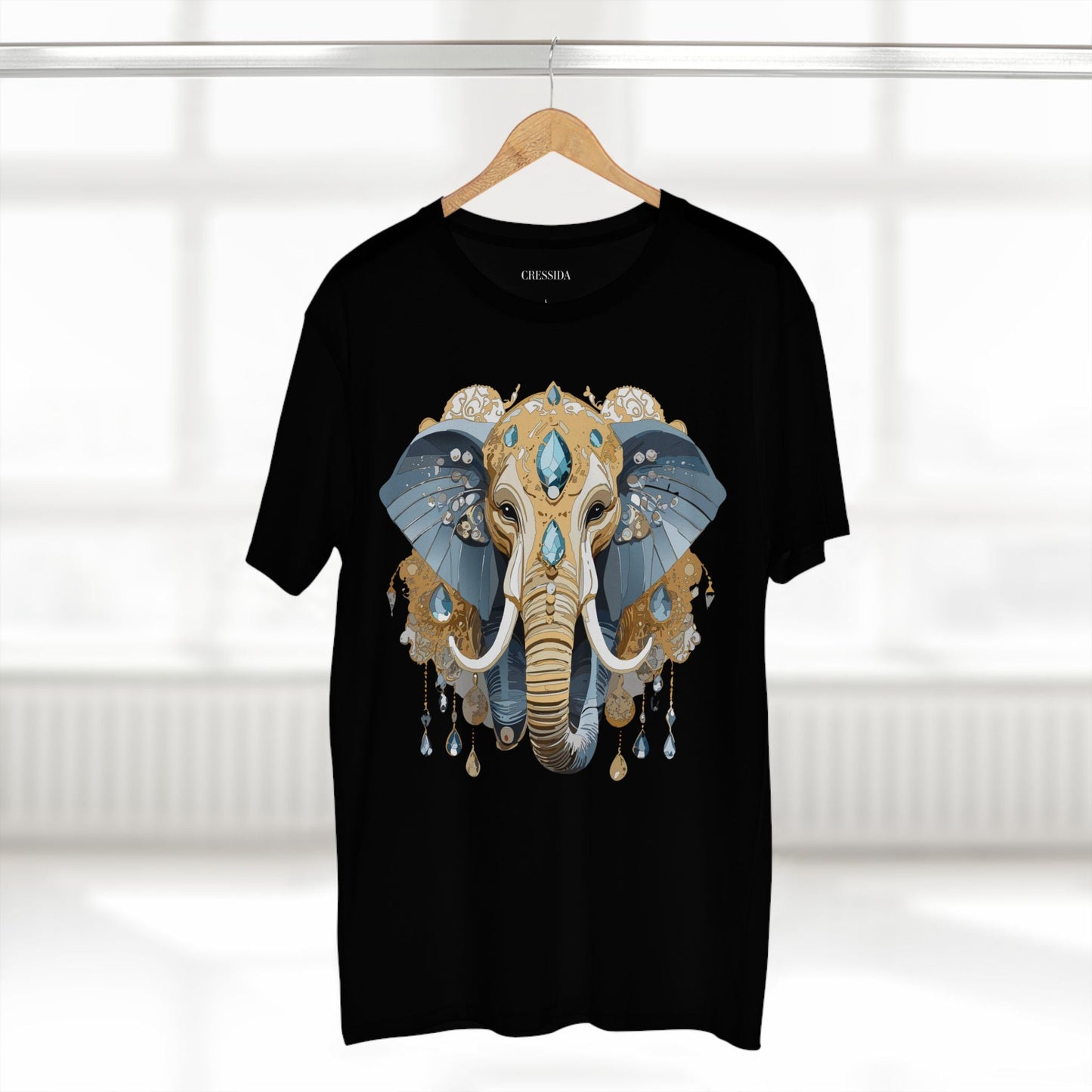 Elephant Graphic Unisex 100 Cotton Tee With Unique Animal Golden Medallion Art Design 35