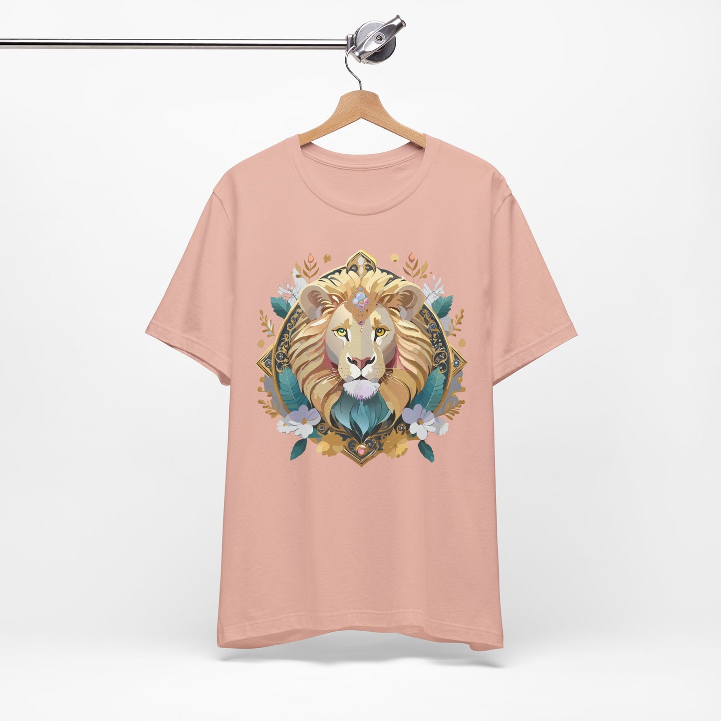 Unisex Lion Graphic Tee, Animal Shirt, Tee Shirt with Lion, Medallion T-Shirt, Animal Medallion Tees 2