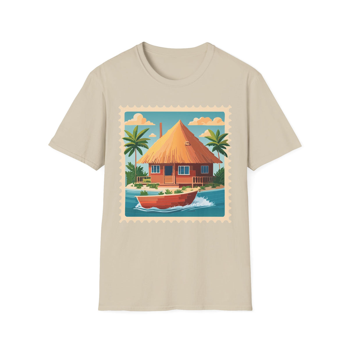 Tropical Tiki Hut T-Shirt | Beach House Palm Tree Illustration
