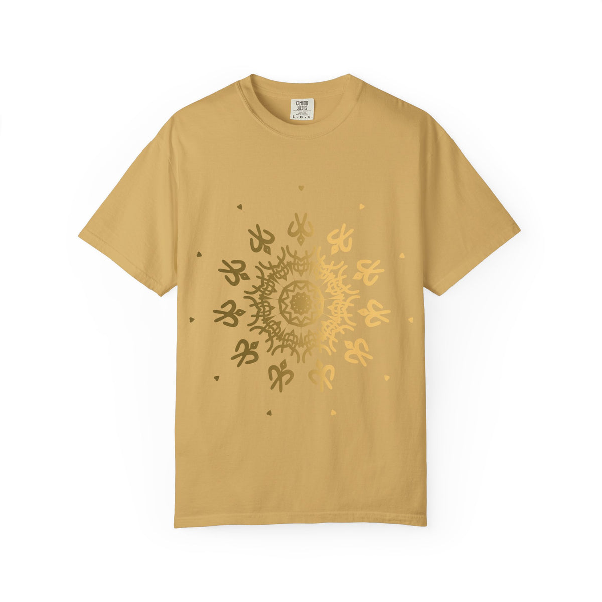 Unisex Garment Dyed Cotton T-Shirt with Mandala Graphic Design