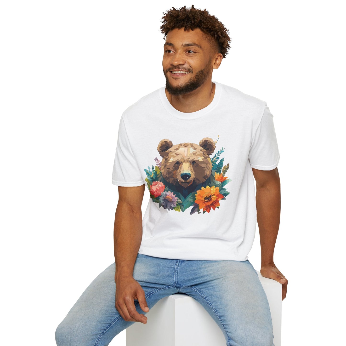 Bear T Shirt Unisex Softstyle Tee 100 Percent Ring Spun Cotton Gildan 64000 Comfortable
